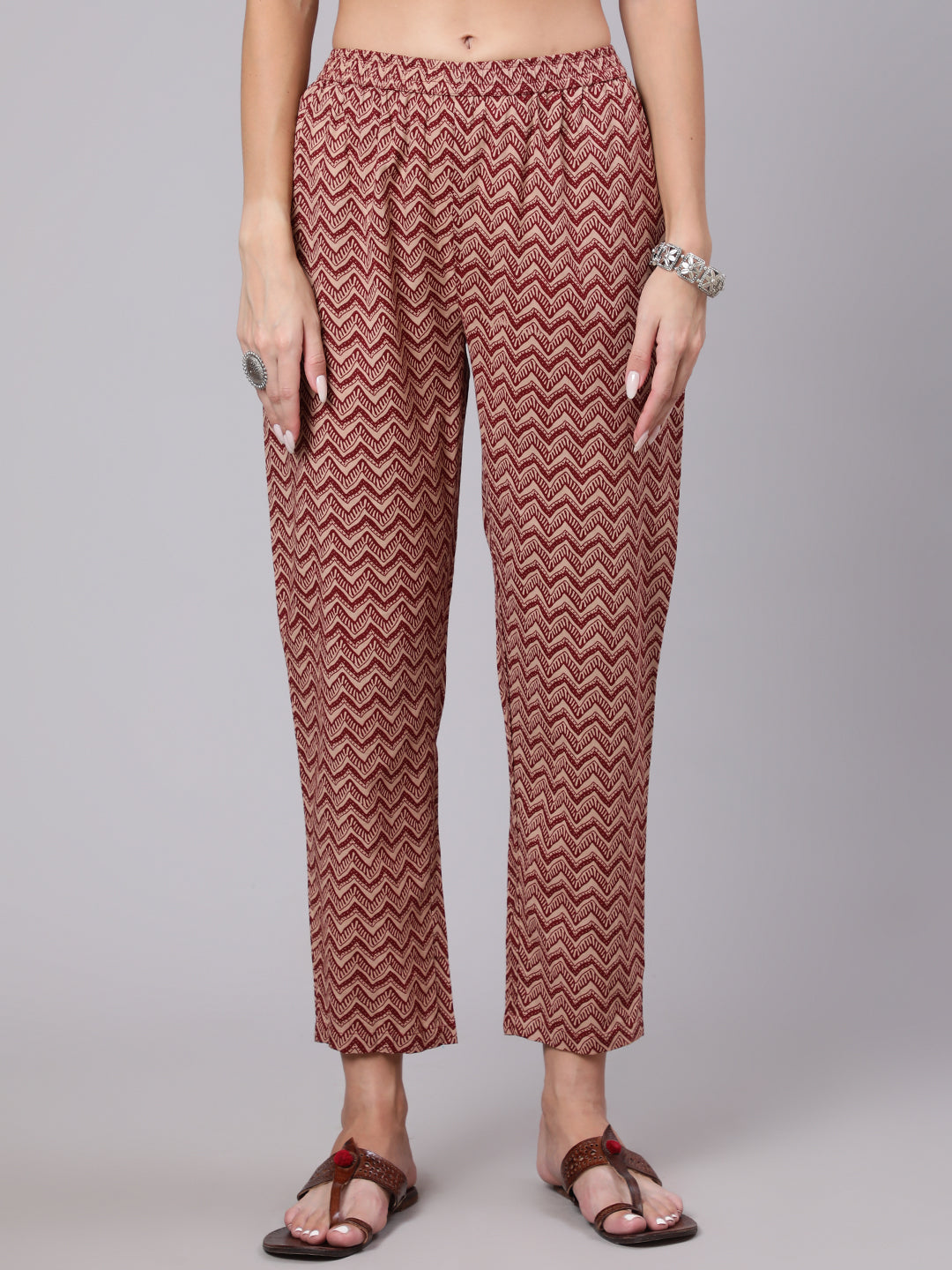 Cotton Calf Length Printed Semi Flared 3/4 Sleeve Round Neck Kurta Bottom Dupatta Set - Image 5