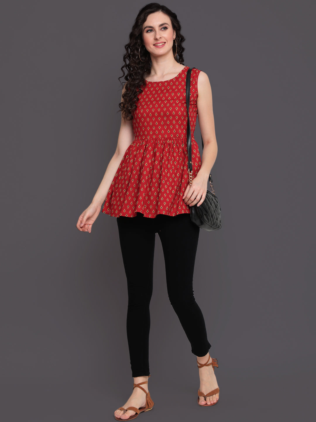 Printed Cotton Sleeveless Regular Top - Image 6