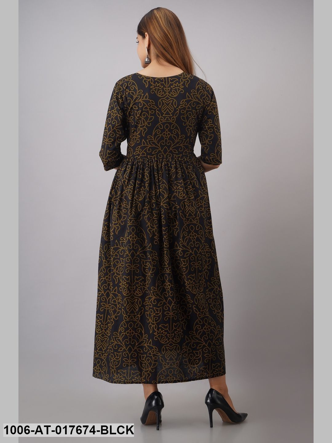 Cotton Embroidered And Printed A-Line Kurta - Image 3