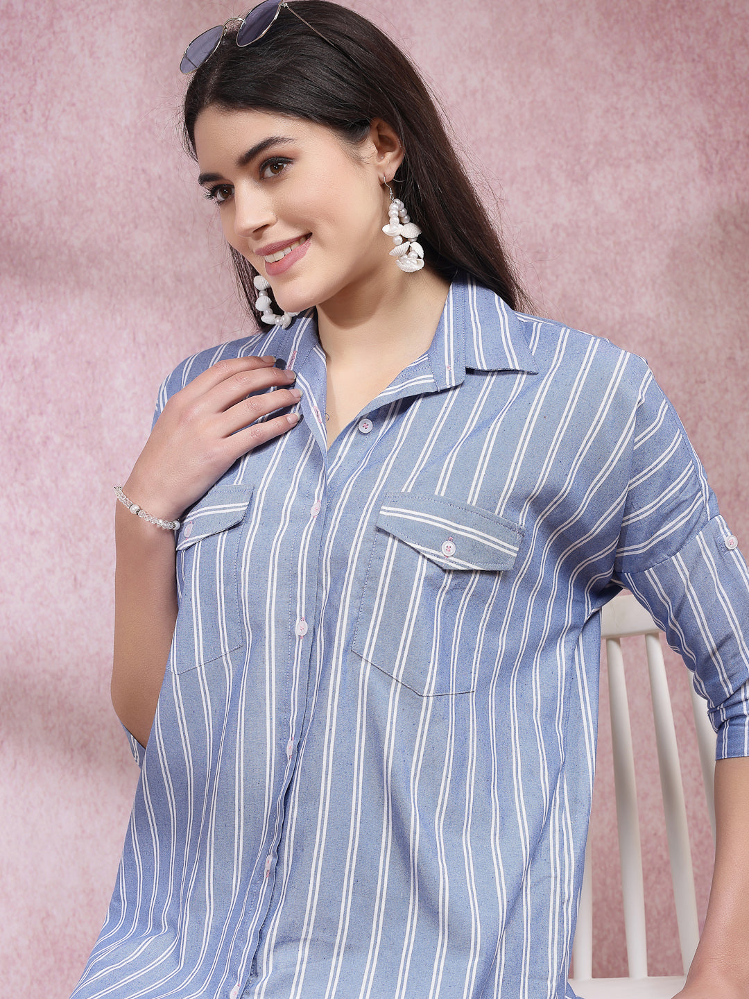 Woven Striped Cotton Blend Co-Ord Set - Image 5