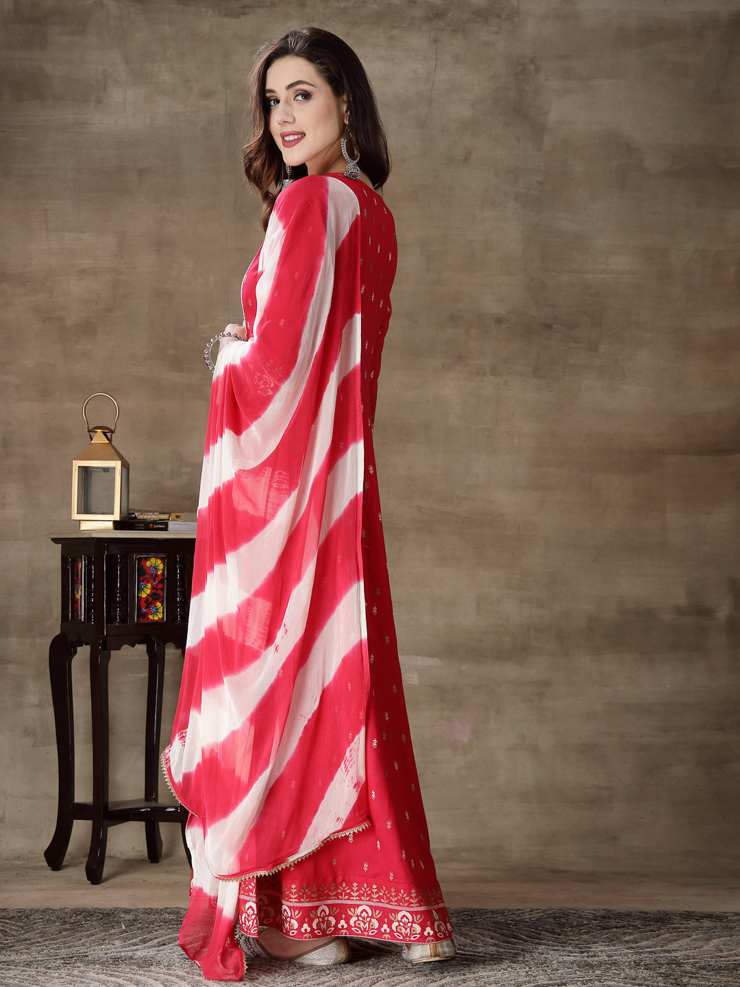 Printed Rayon Anarkali Kurta With Dupatta - Image 3