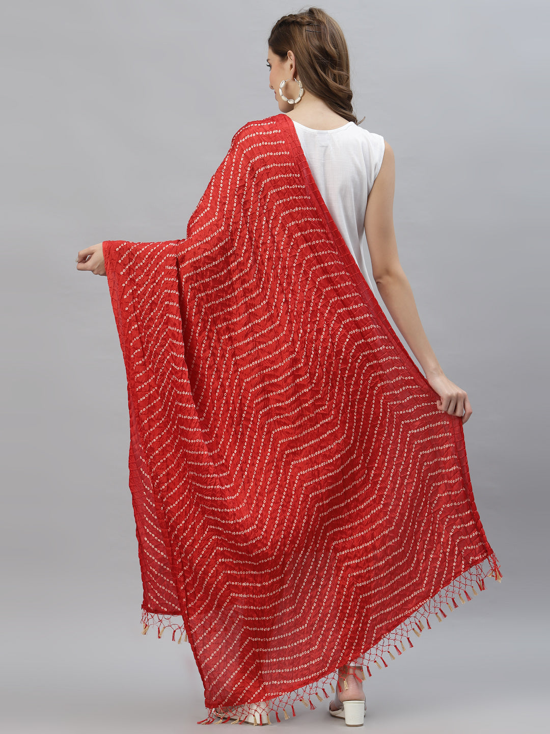 Bandhani Print Silk Blend Dupatta - Image 3