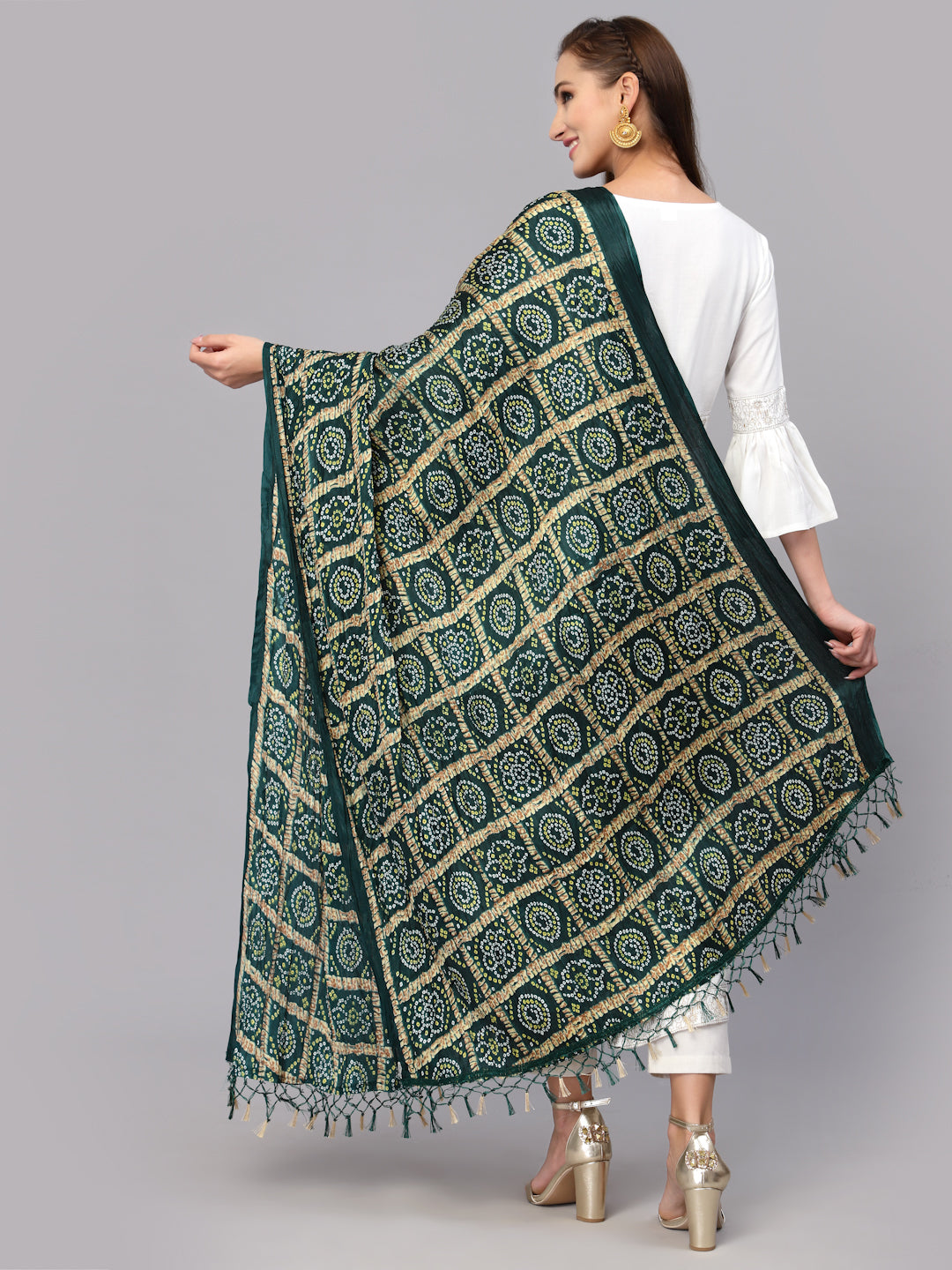 Bandhani Print Silk Blend Dupatta - Image 2
