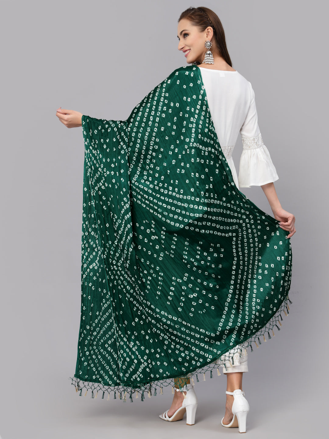 Bandhani Print Silk Blend Dupatta - Image 2