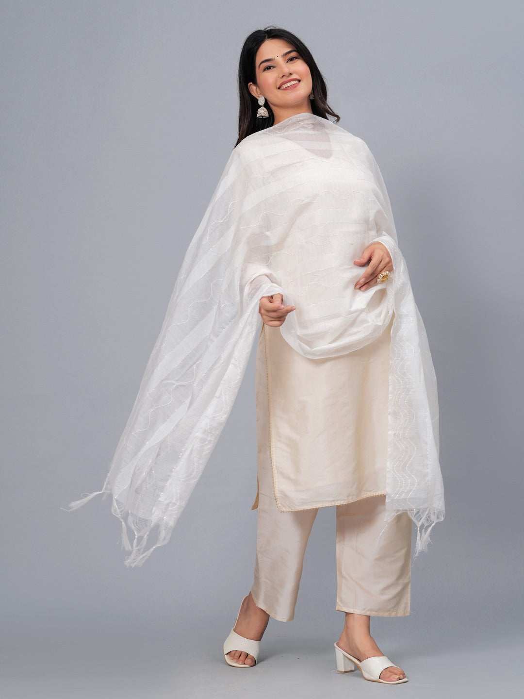 Self Design Rayon Drawer Dupatta - Image 2