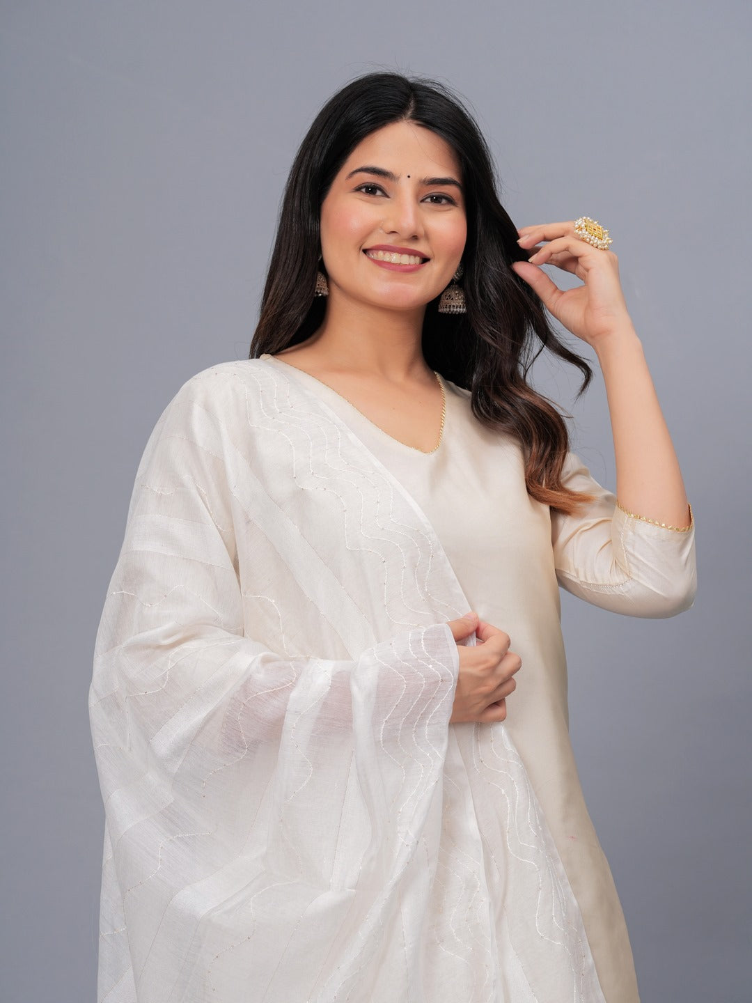 Self Design Rayon Drawer Dupatta - Image 4
