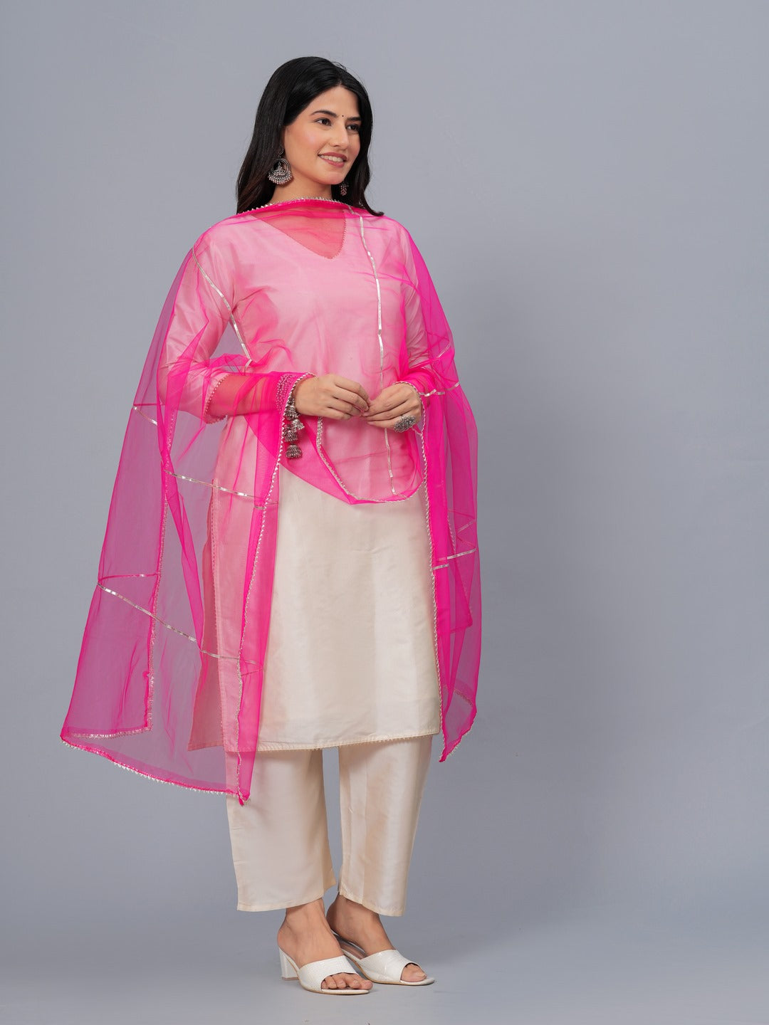 Solid & Embellished Net Dupatta - Image 5