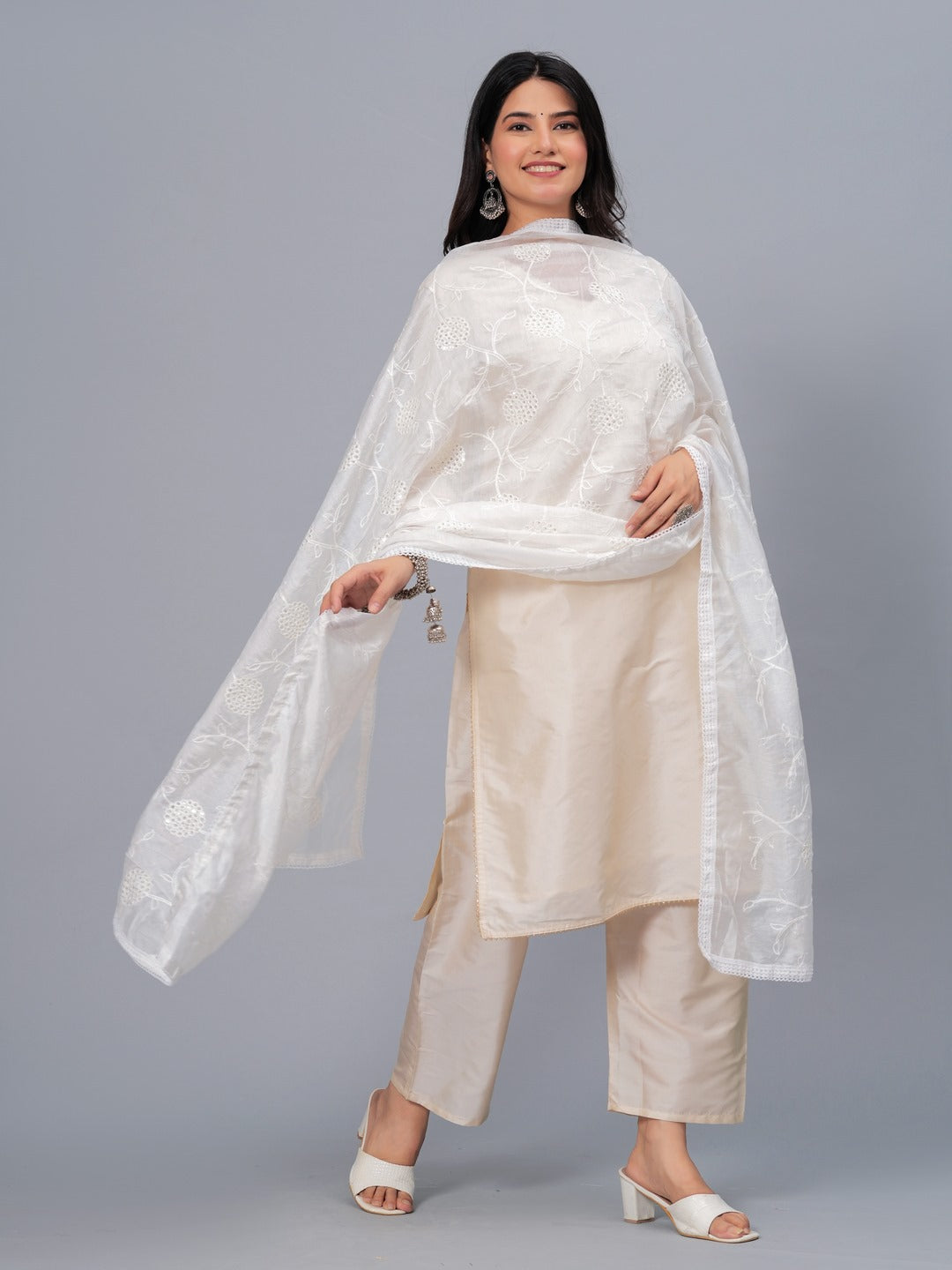 Embroidered Chanderi Drawer Dupatta - Image 3