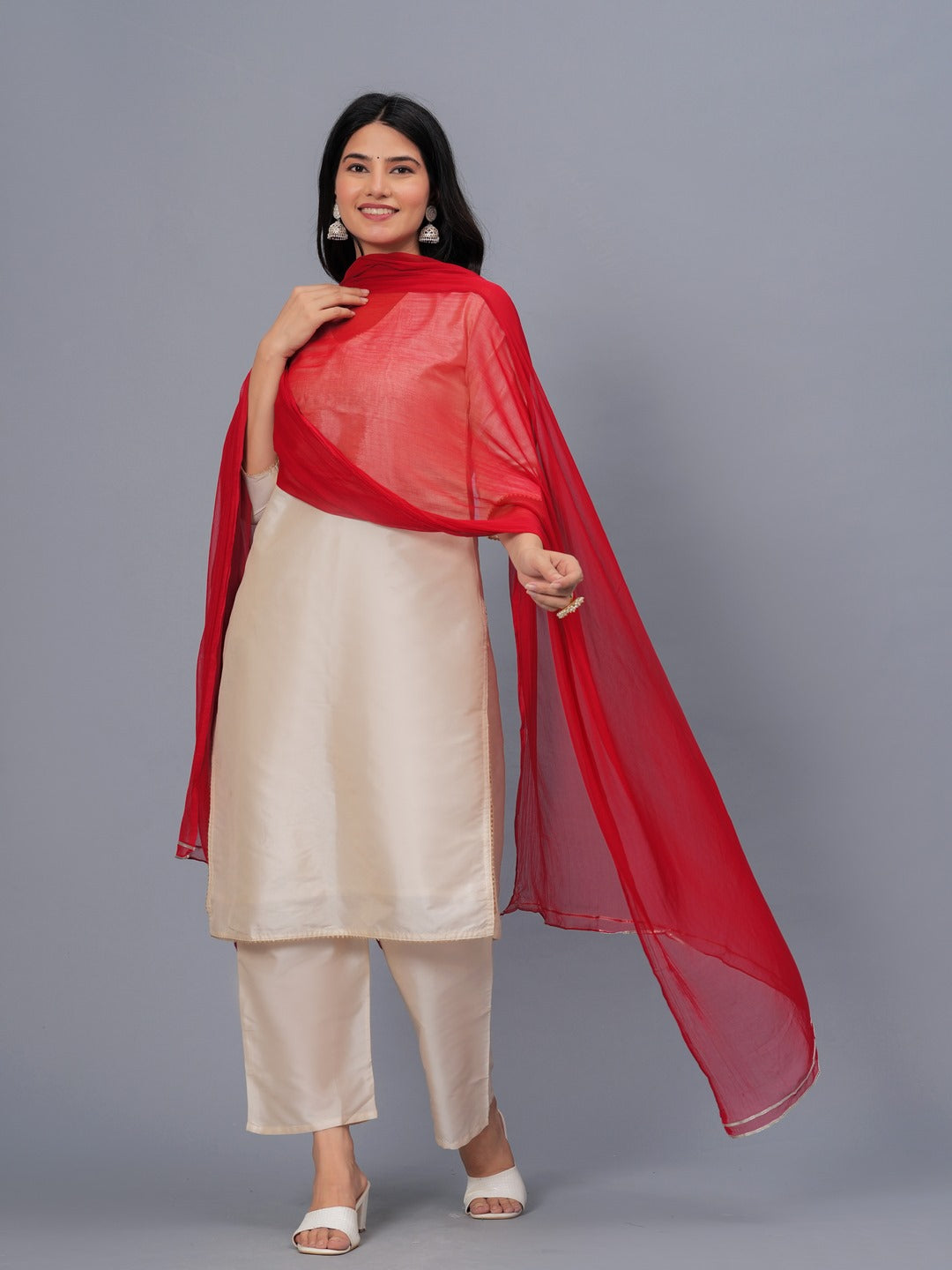 Solid Nazmeen Dupatta - Image 3