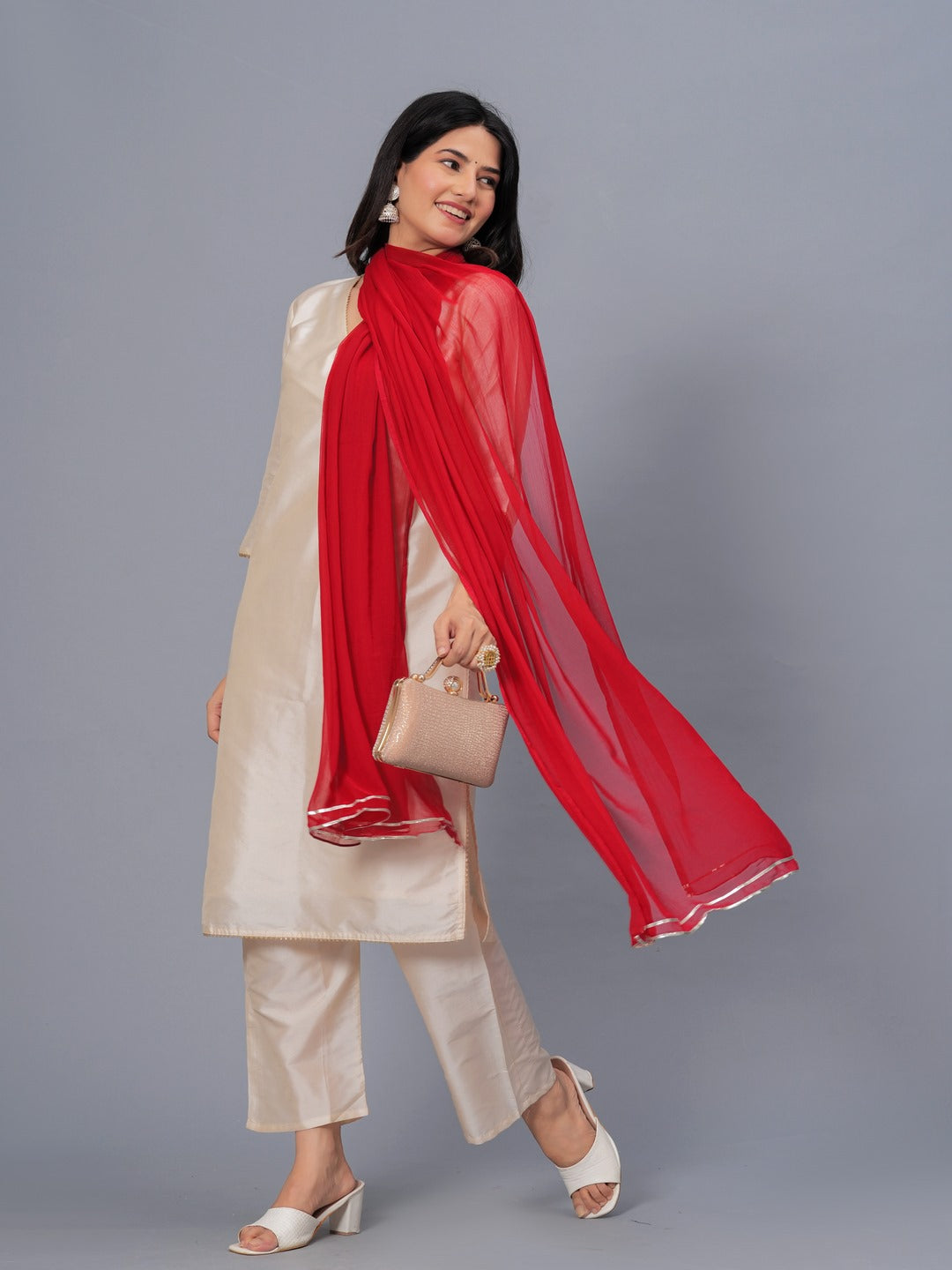 Solid Nazmeen Dupatta - Image 4