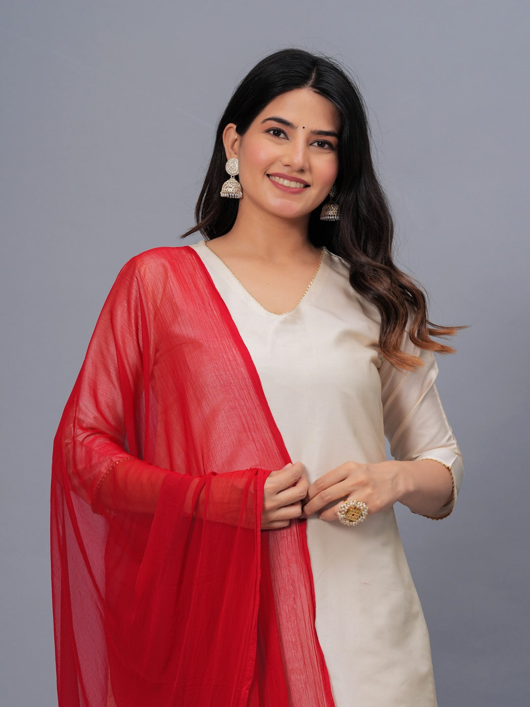 Solid Nazmeen Dupatta - Image 5