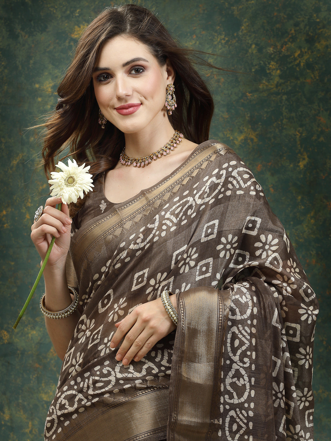 Batik Print Cotton Blend Saree - Image 6