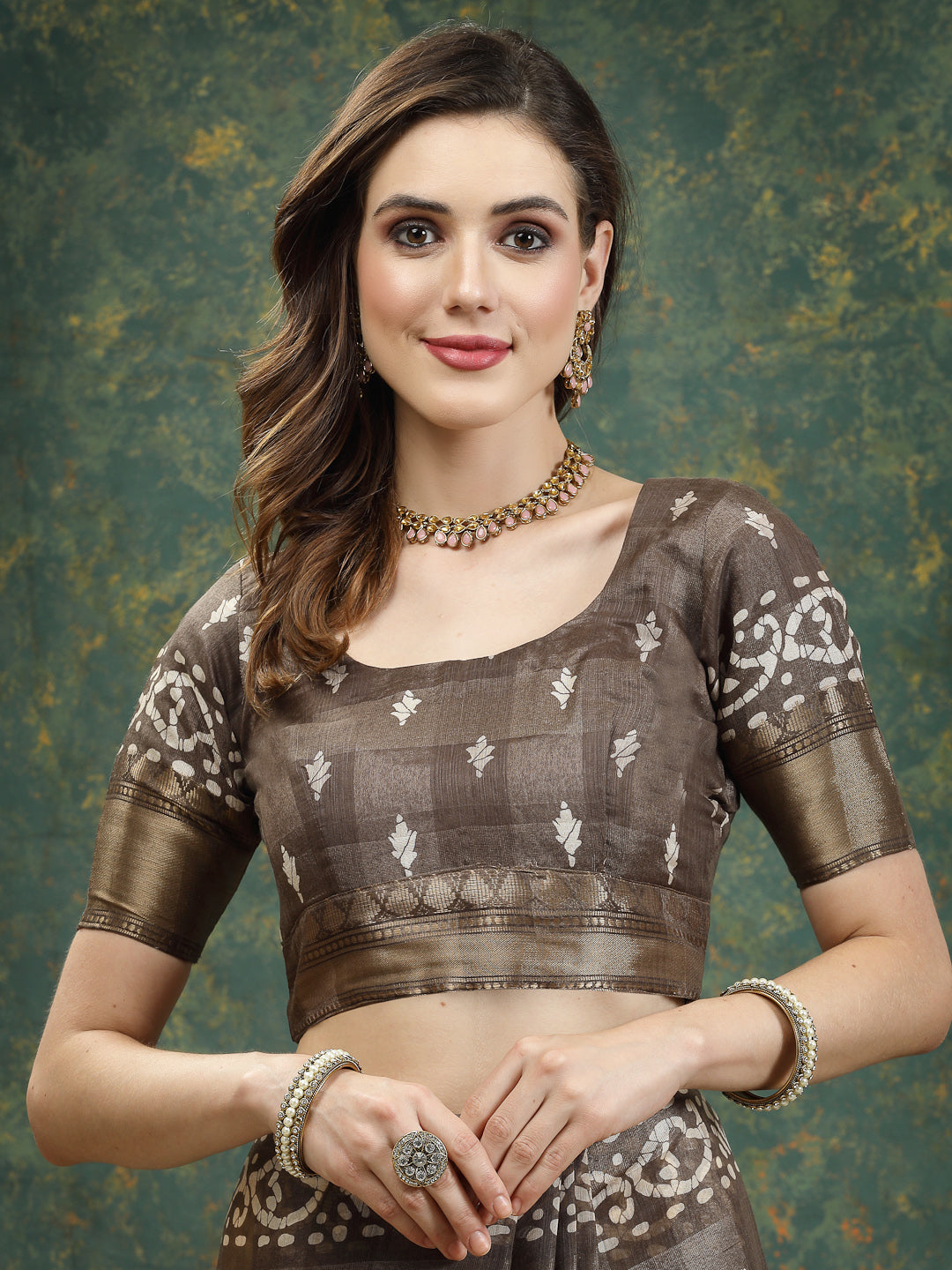Batik Print Cotton Blend Saree - Image 3