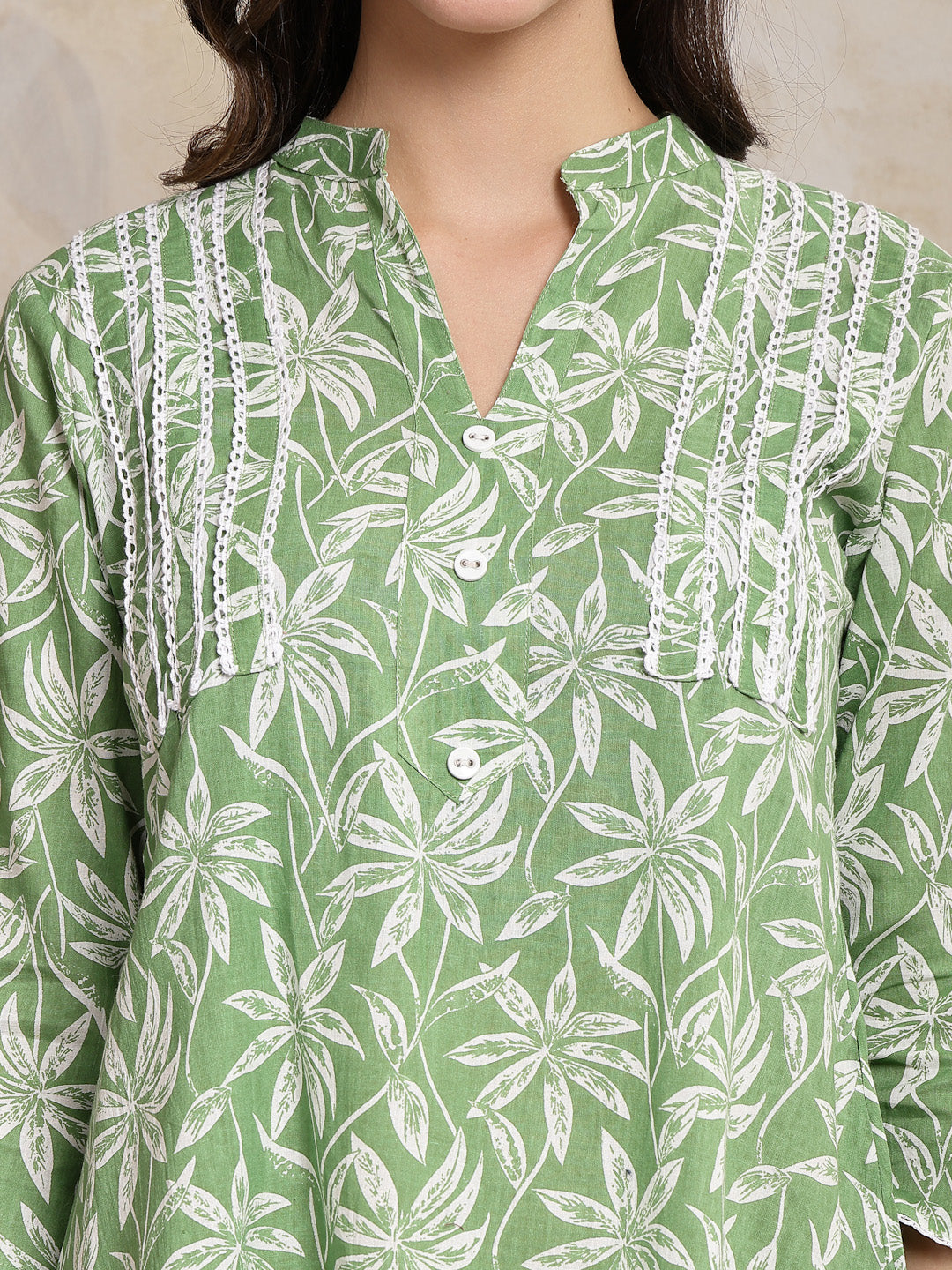 Tropical Printed Cotton Empire Top - Image 2