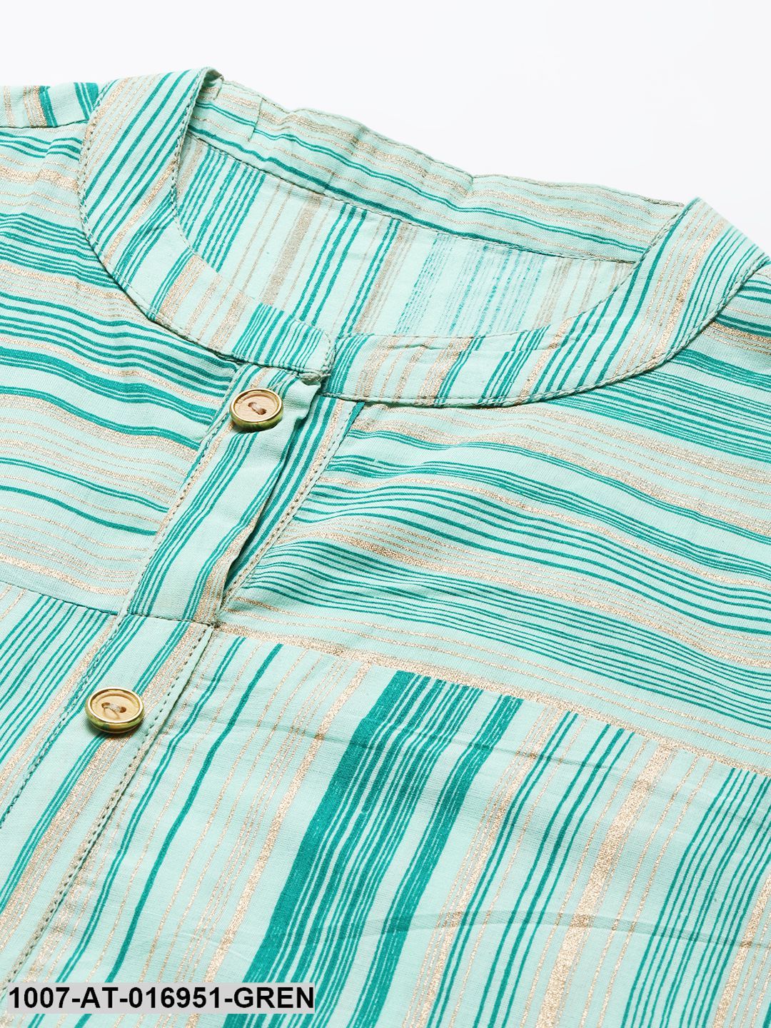 Striped Cotton Straight Kurta (Grey) - Image 2