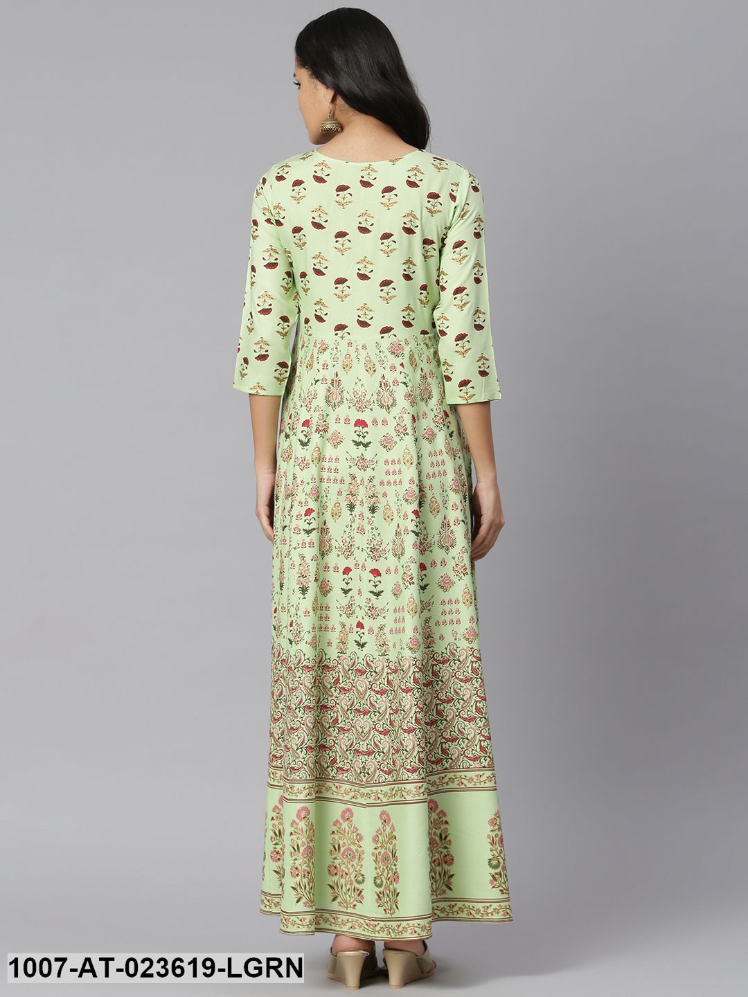 Women's Floral Printed Rayon Anarkali Kurta - Image 2