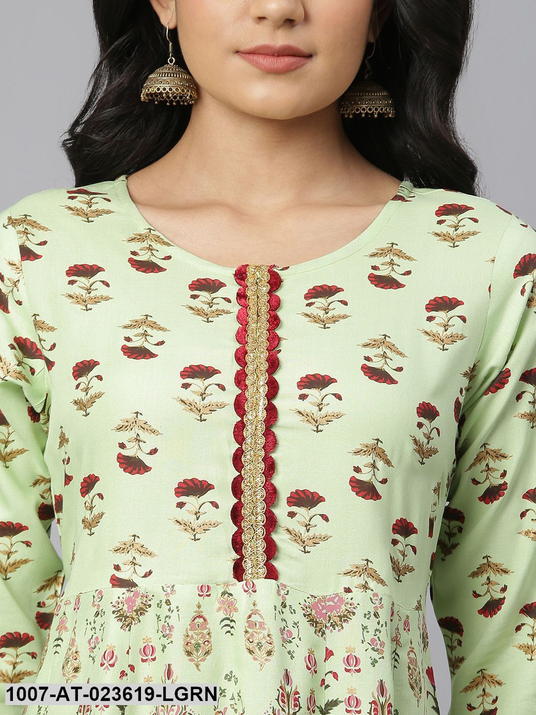 Women's Floral Printed Rayon Anarkali Kurta - Image 4
