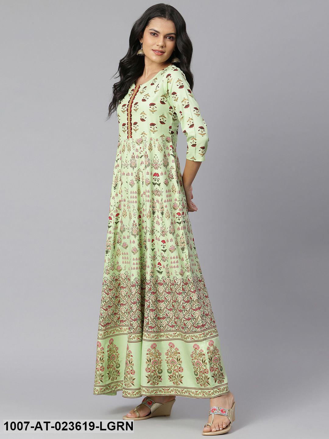 Women's Floral Printed Rayon Anarkali Kurta - Image 5