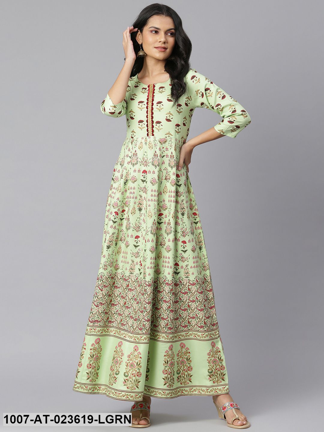 Women's Floral Printed Rayon Anarkali Kurta - Image 6