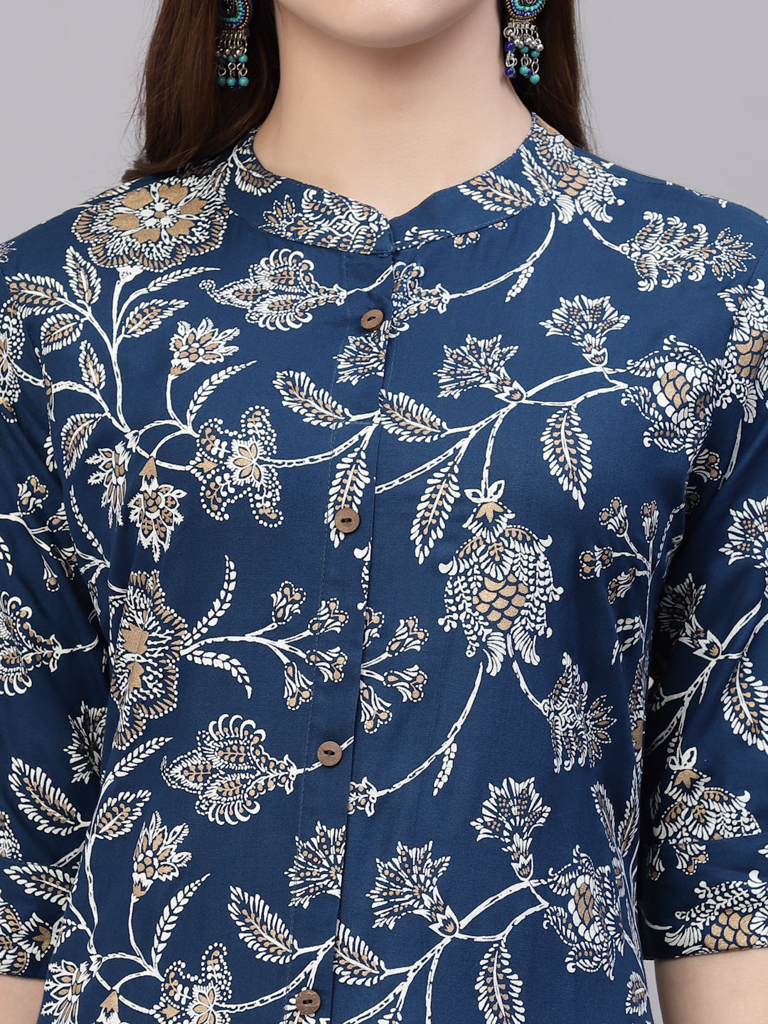 Floral Printed Rayon A-Line Kurta - Image 4