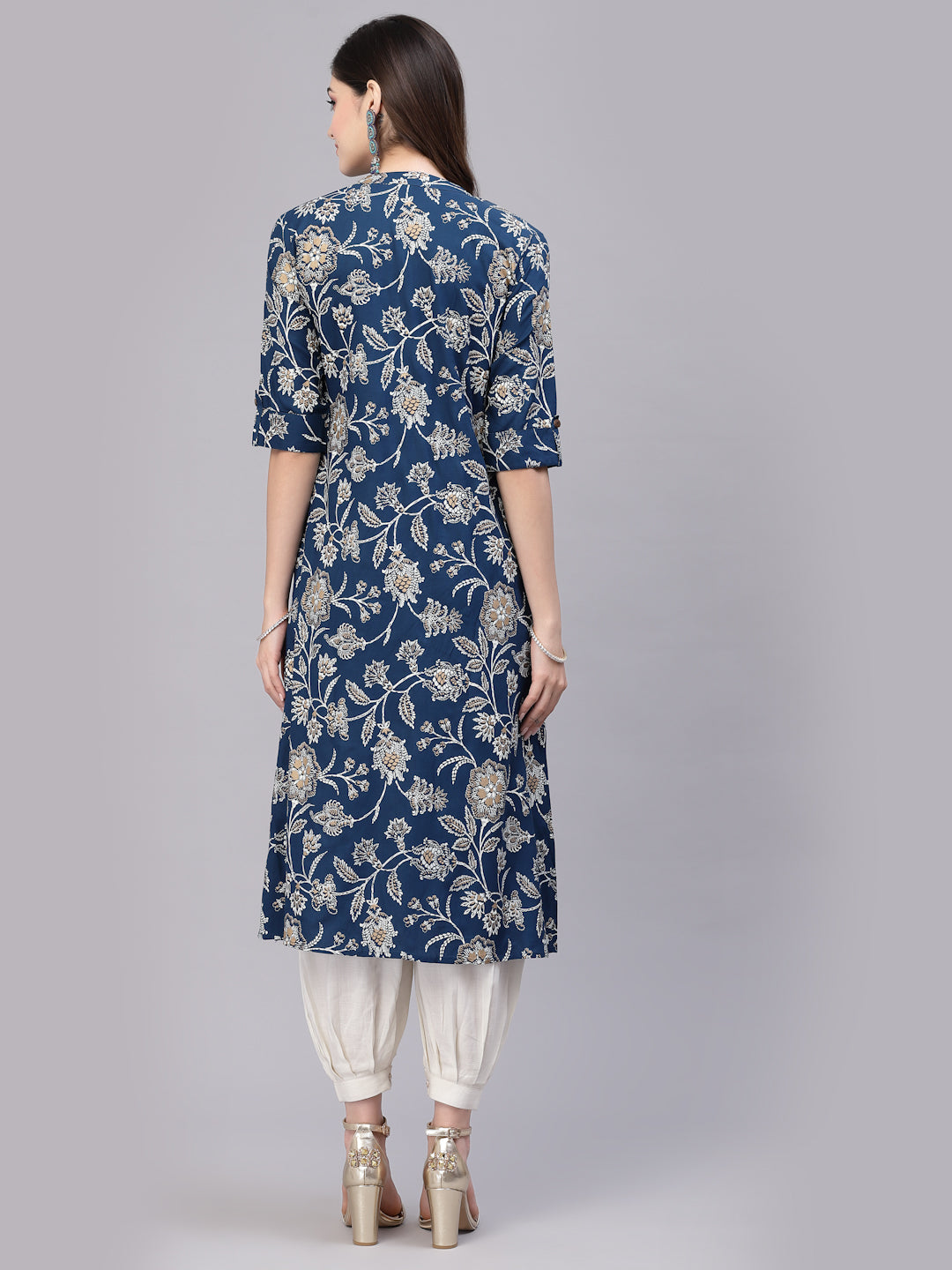 Floral Printed Rayon A-Line Kurta - Image 3