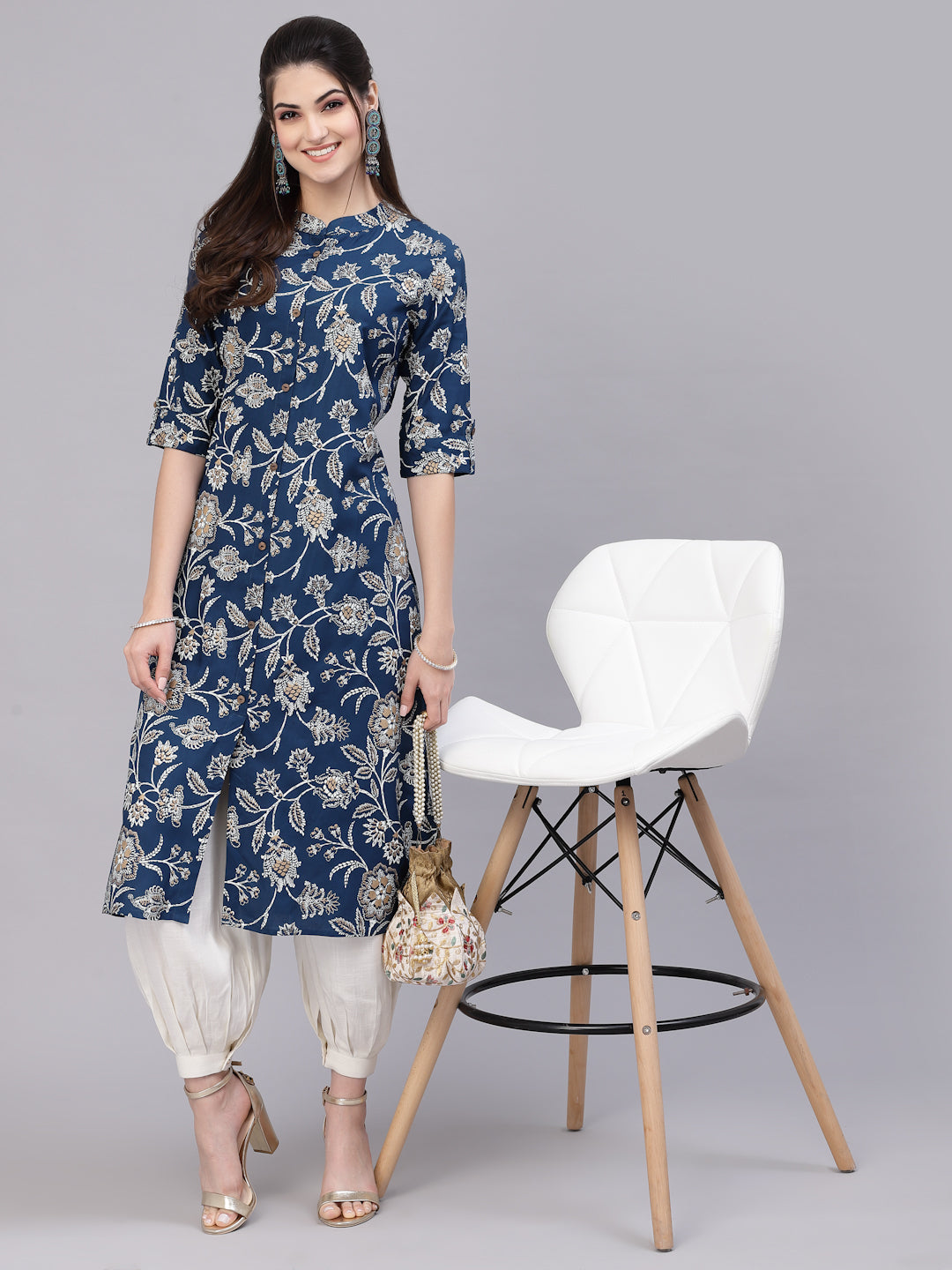 Floral Printed Rayon A-Line Kurta - Image 5