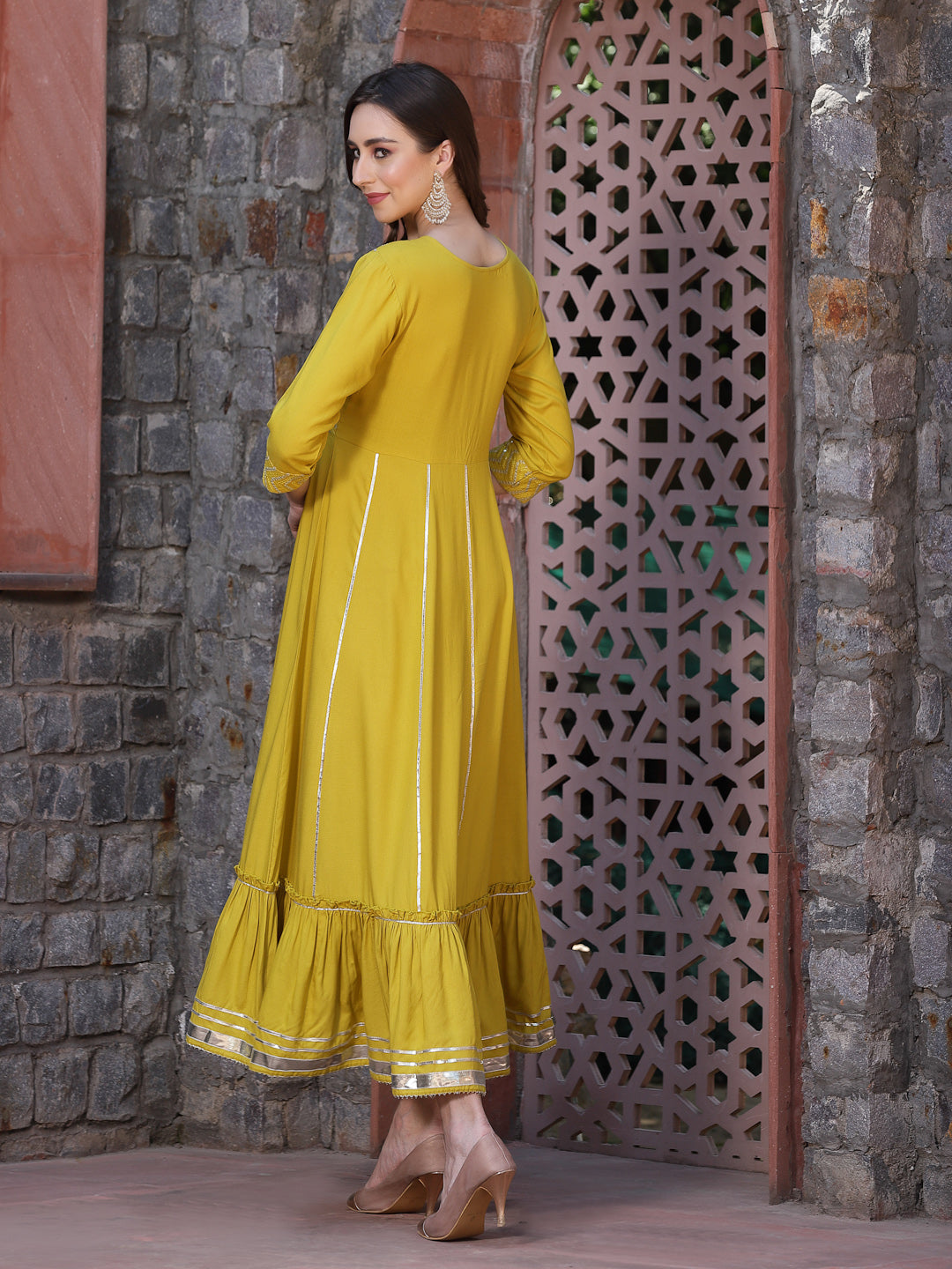 Embroidered & Embellished Rayon Anarkali Kurta - Image 2