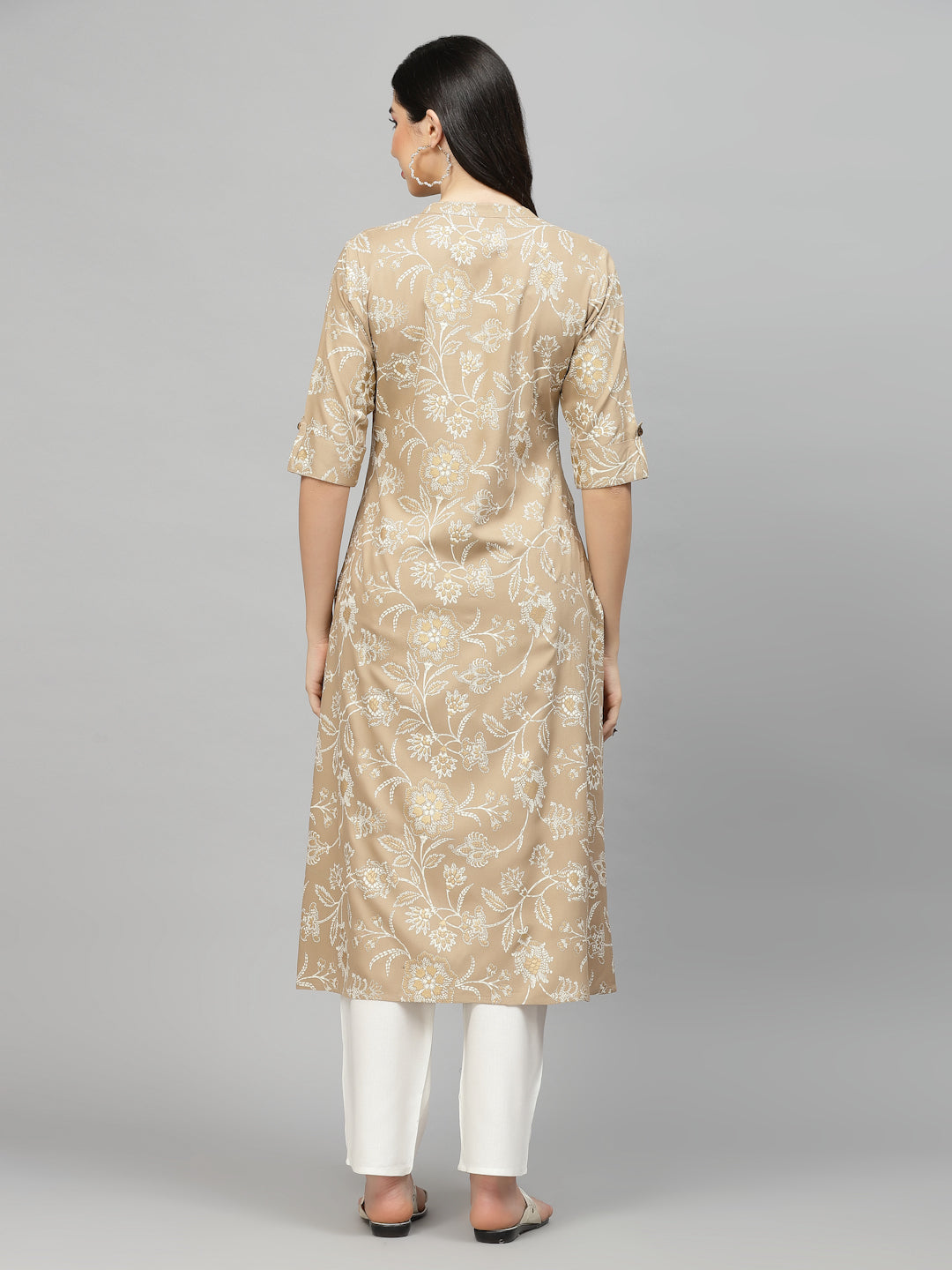Floral Print Rayon A-Line Kurta - Image 2
