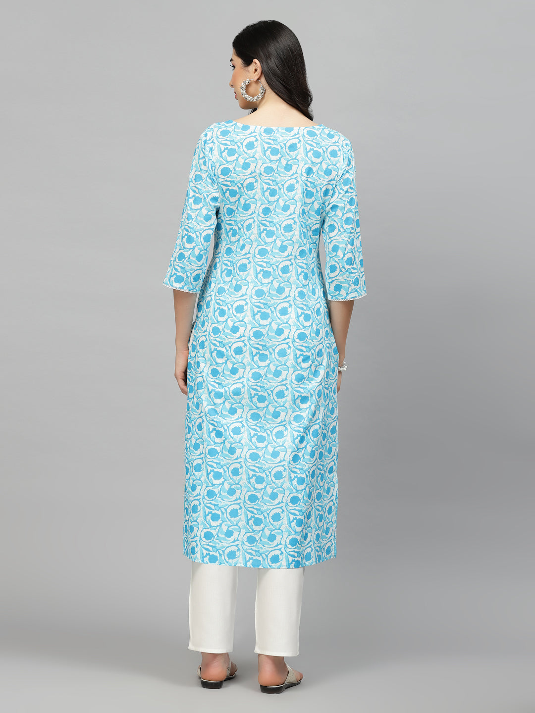 Printed Cotton Slub Straight Kurta - Image 2