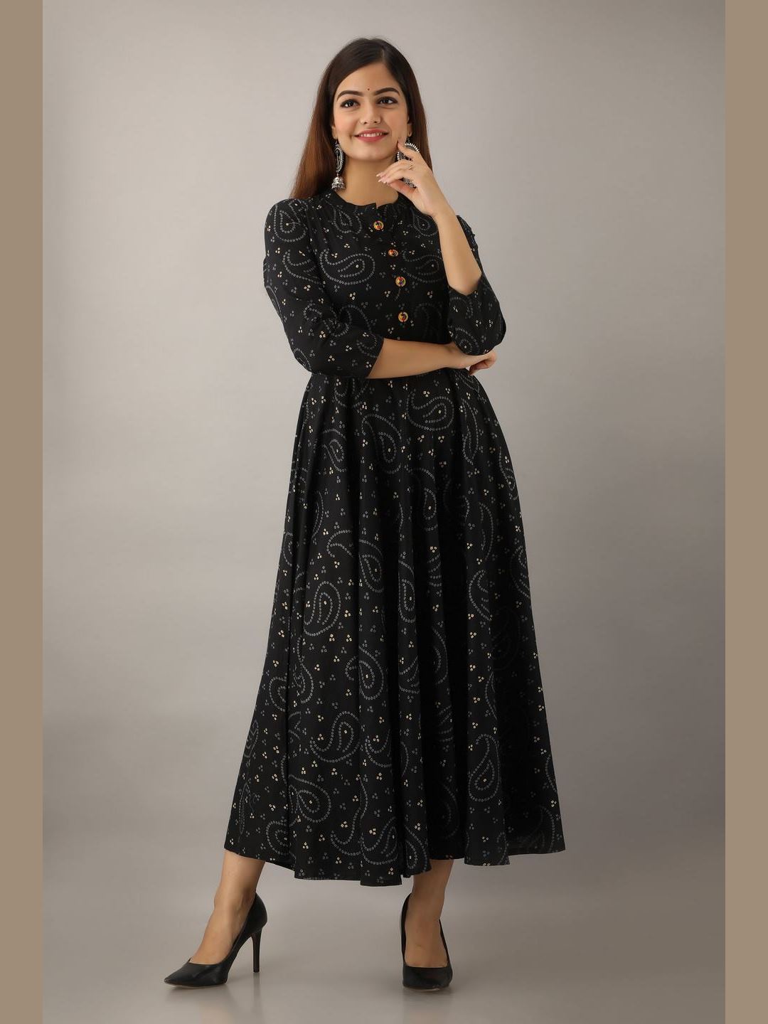 Women Cotton Printed Flared Kurta - Image 3