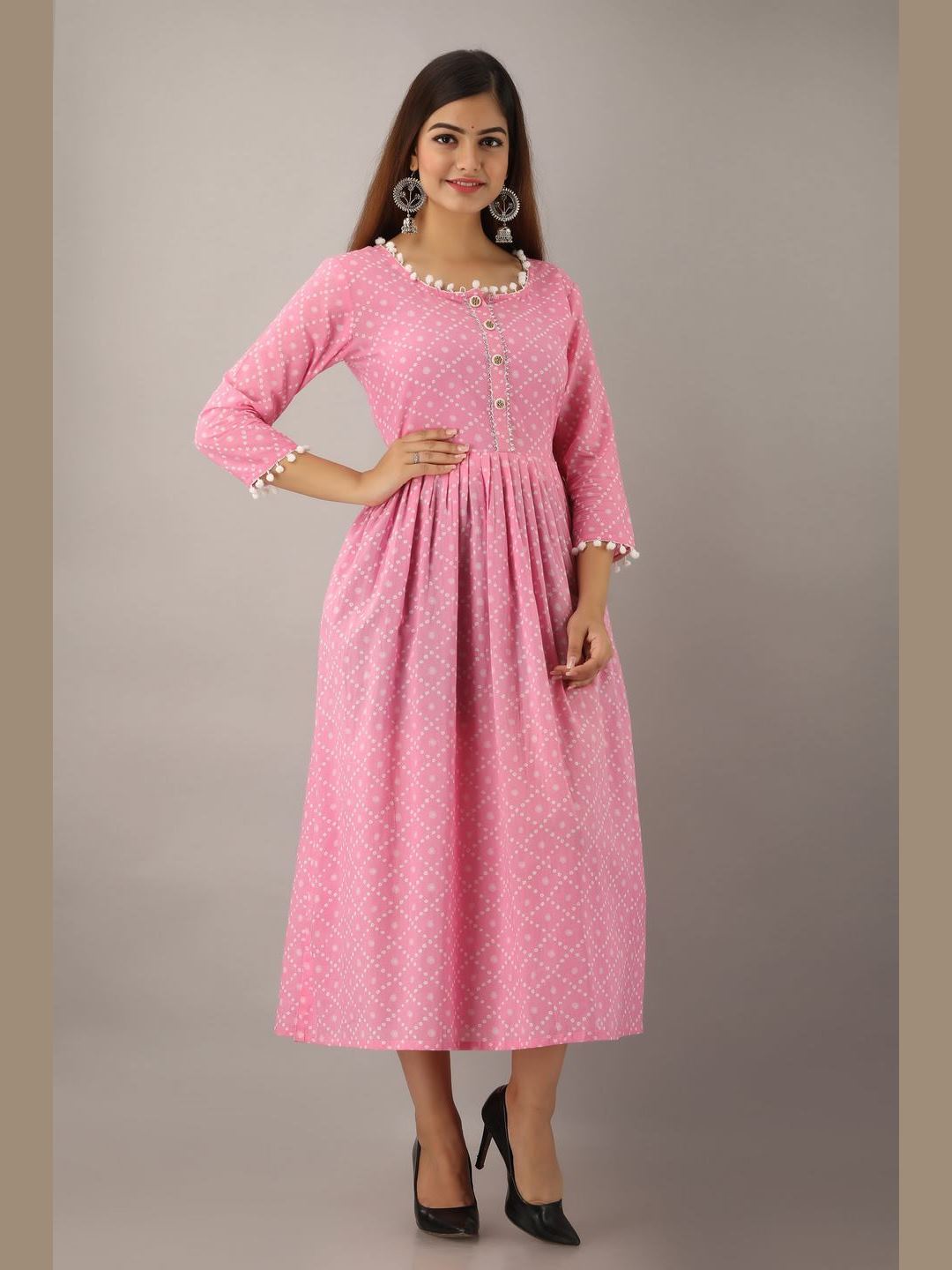 Women Cotton Printed Flared Kurta - Image 5