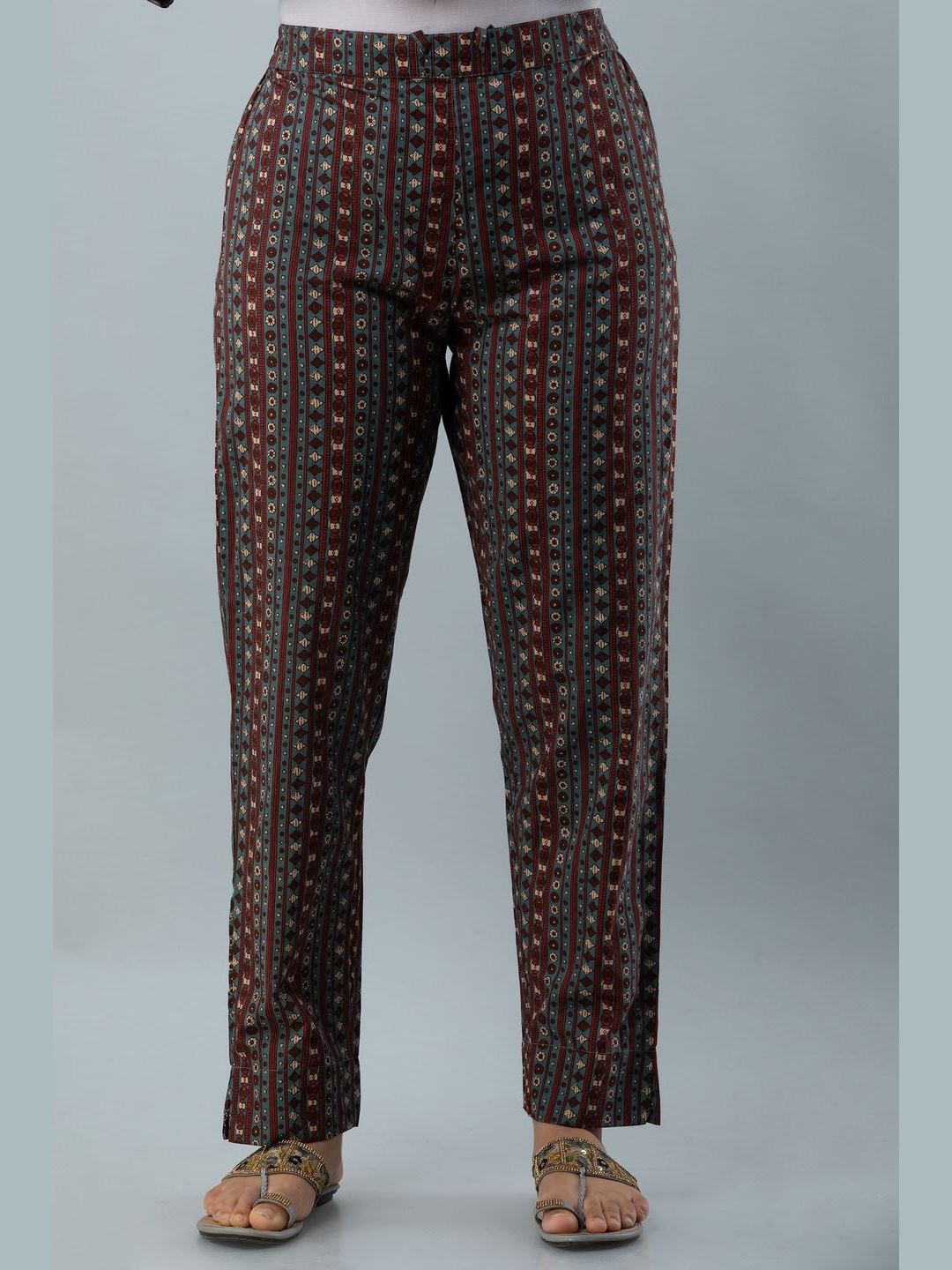 Printed Cotton Round Neck 3/4 Sleeve Straight Calf Kurta Set - Image 5