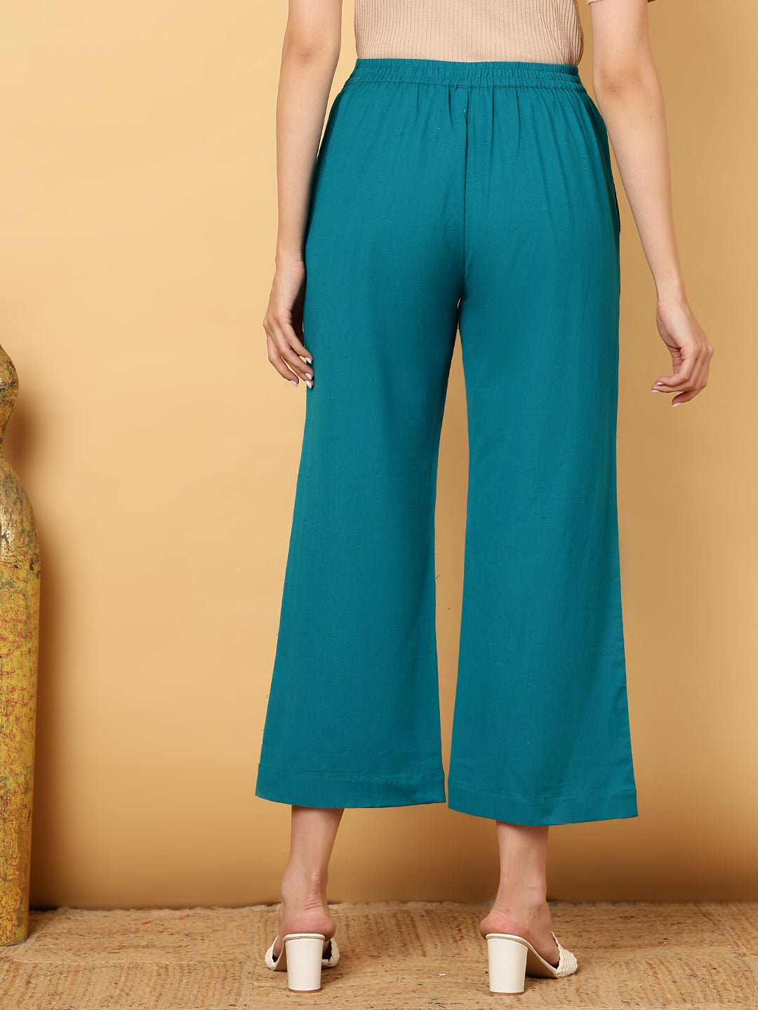Cotton Flex Ankle Length Solid Regular Palazzos - Image 5