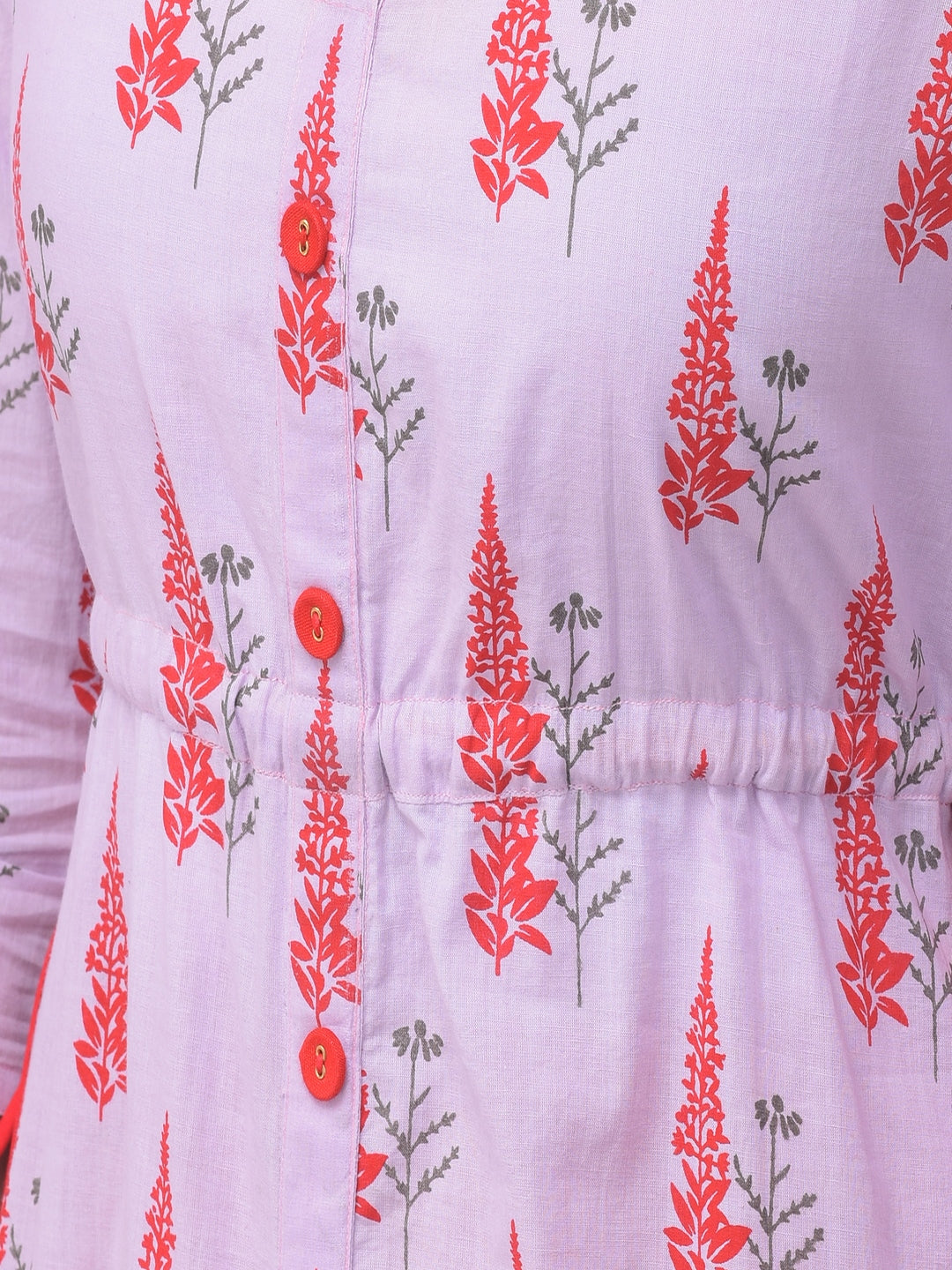 Cotton Printed Round Neck 3/4 Sleeve A-Line Calf Length - Image 5