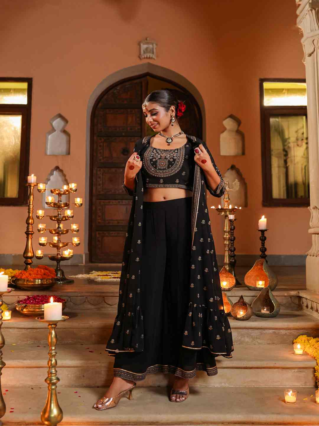 Black Georgette Printed Clothing Set - Image 10