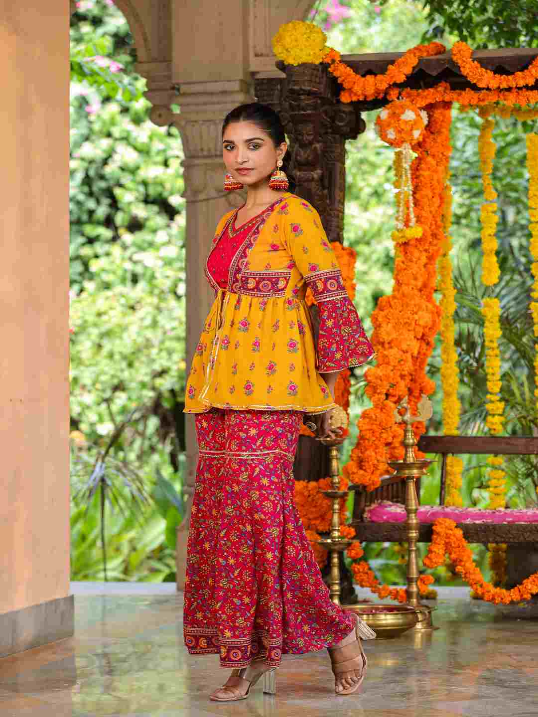 Mustard Georgette Printed Clothing Set - Image 10