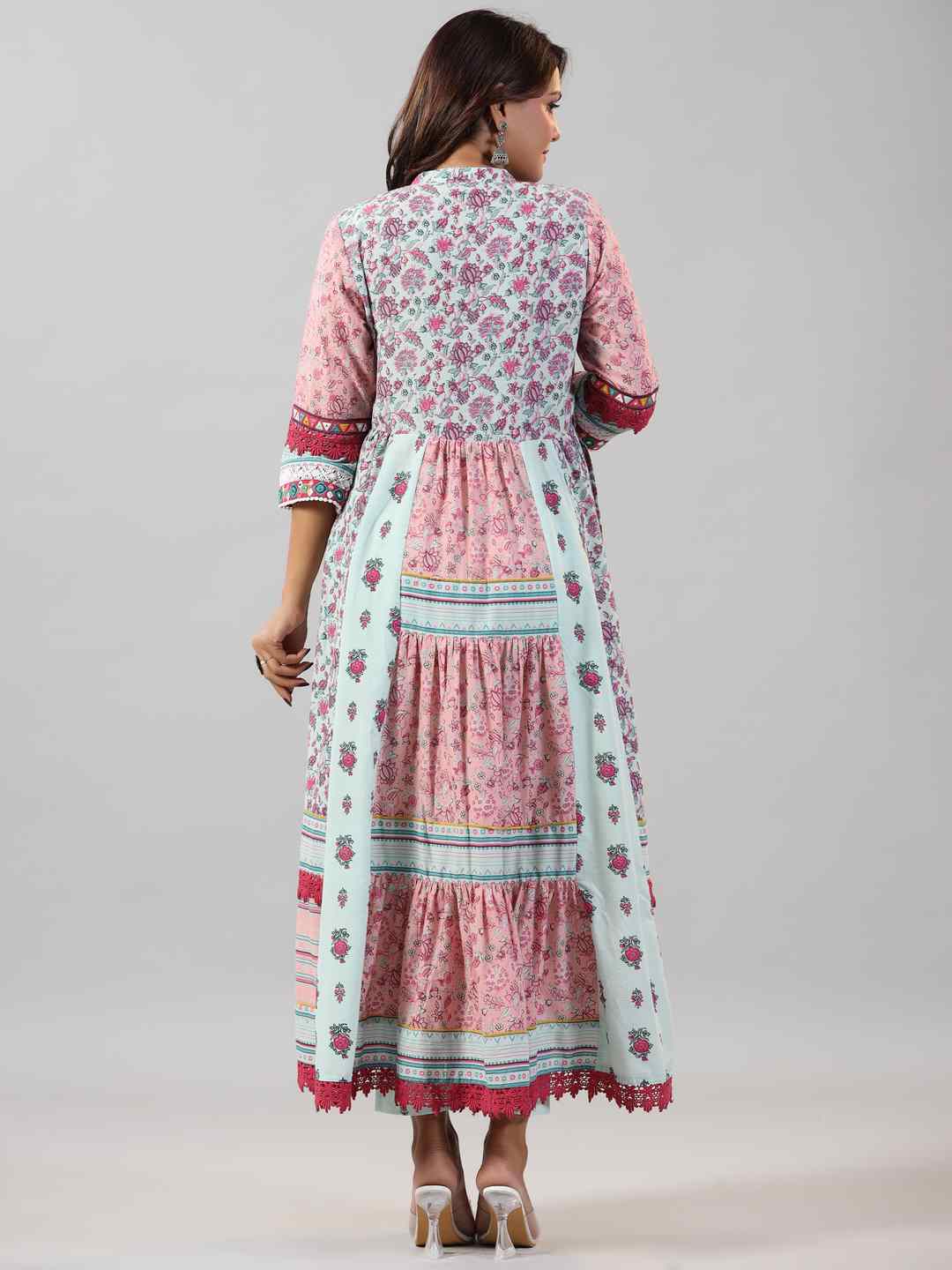 Mint Printed Cotton Kurta & Pants Set - Image 3