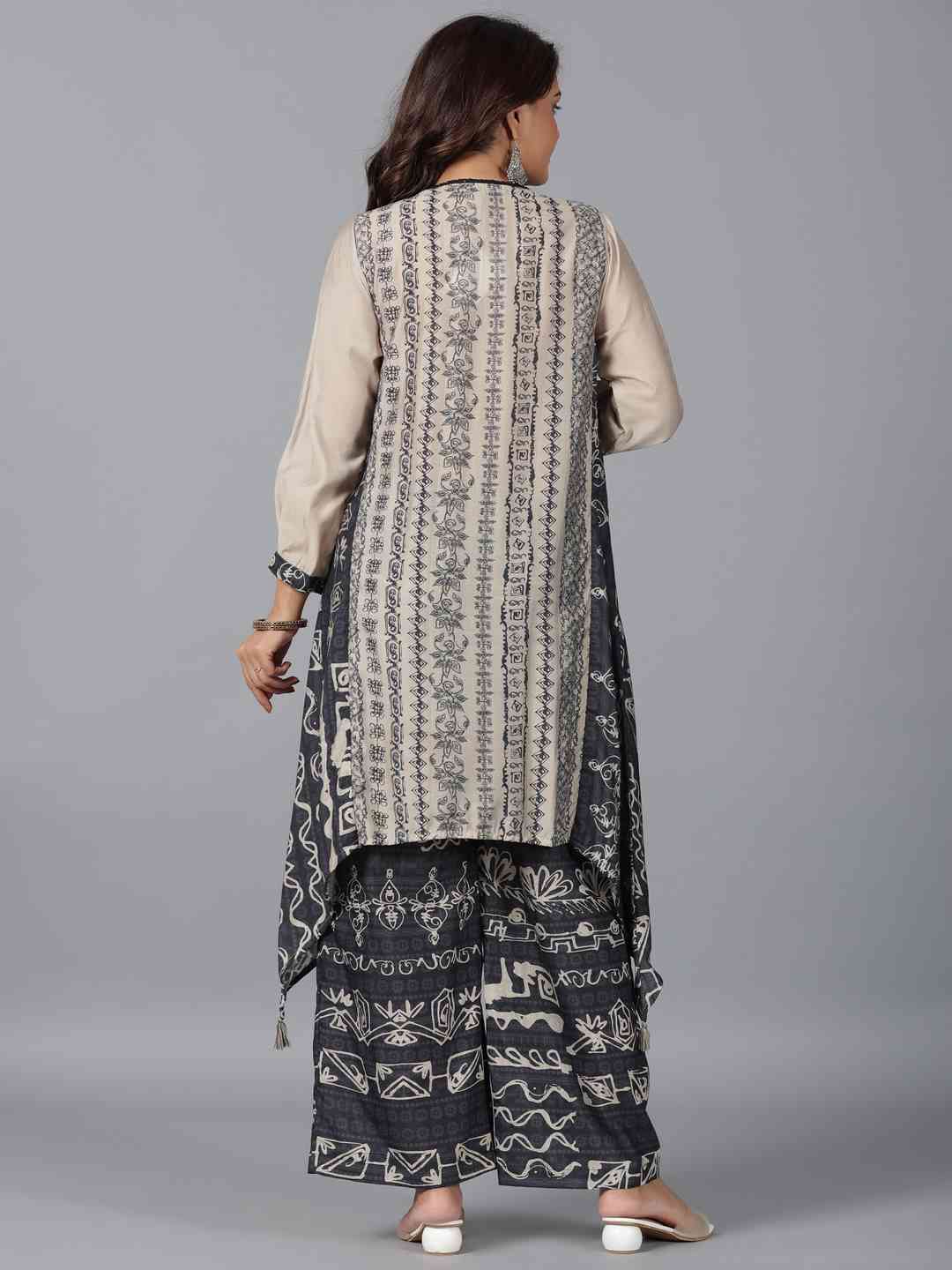 Beige Muslin Printed Kurta & Pants Set - Image 2
