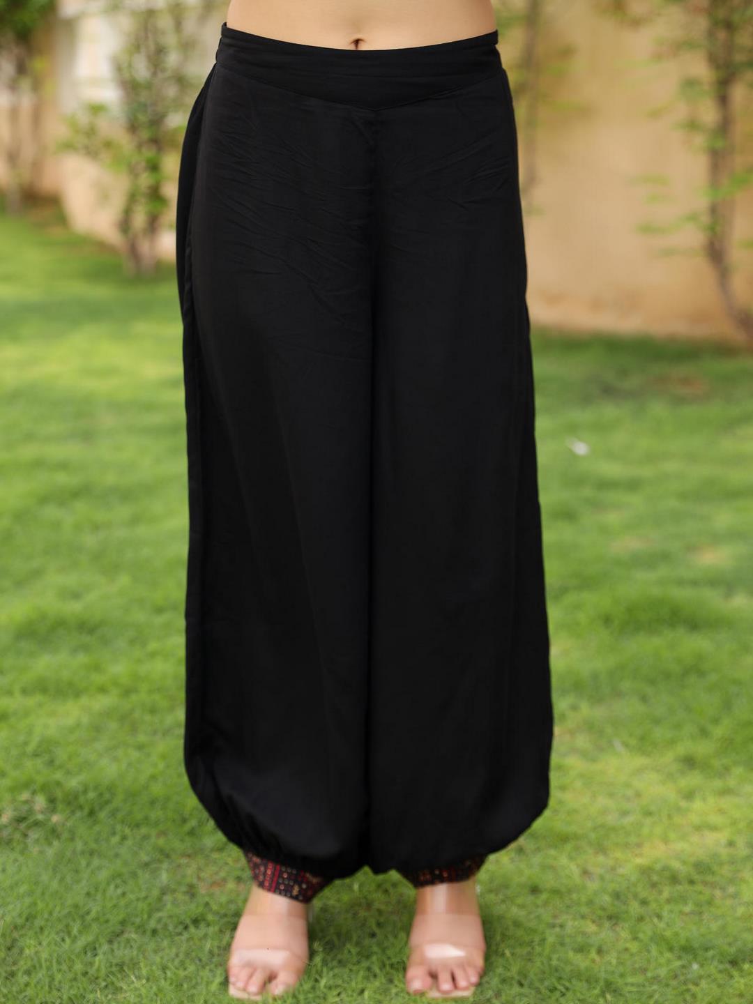The Mahautsavam Black Ethnic Motif Printed Muslin Kurta Pant And Dupatta With Thread & Mirror Work - Image 3