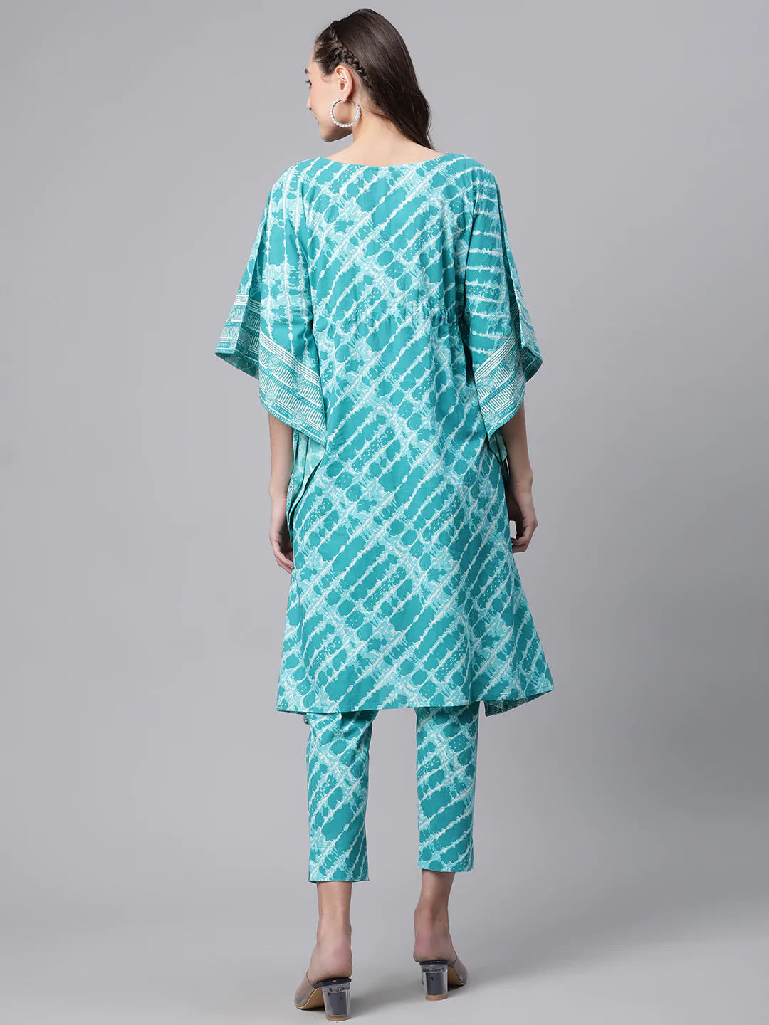 Cotton Tie Die Kaftan set (Blue) - Image 2