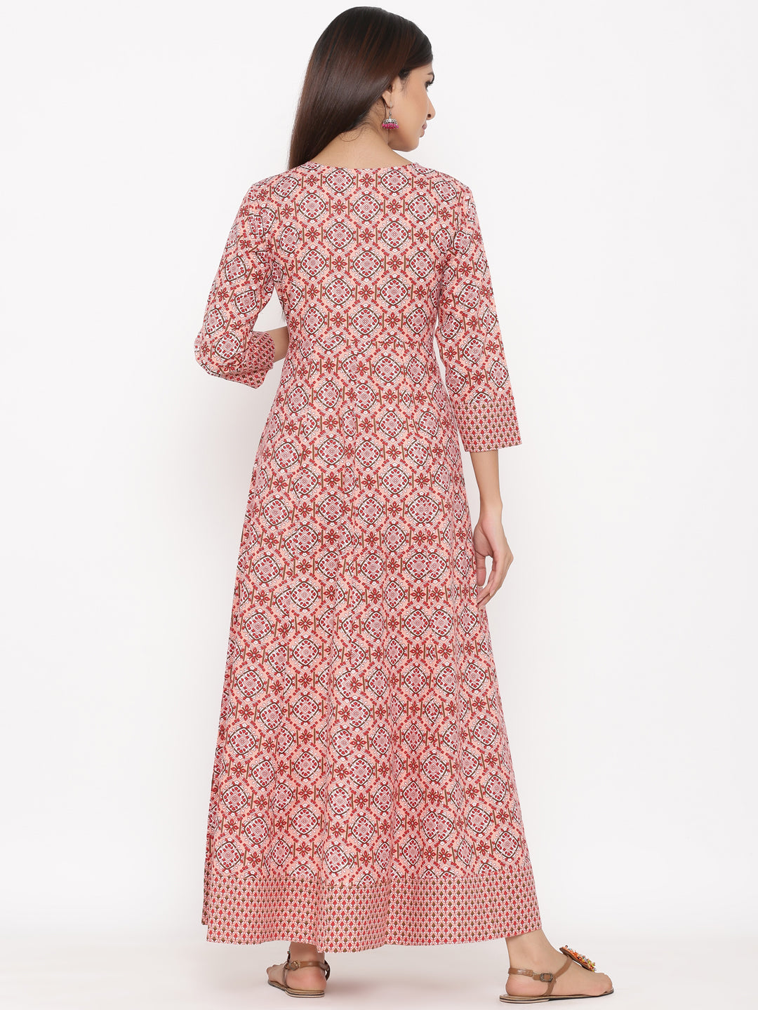 Cotton Printed Flared Maxi Dress - Image 4