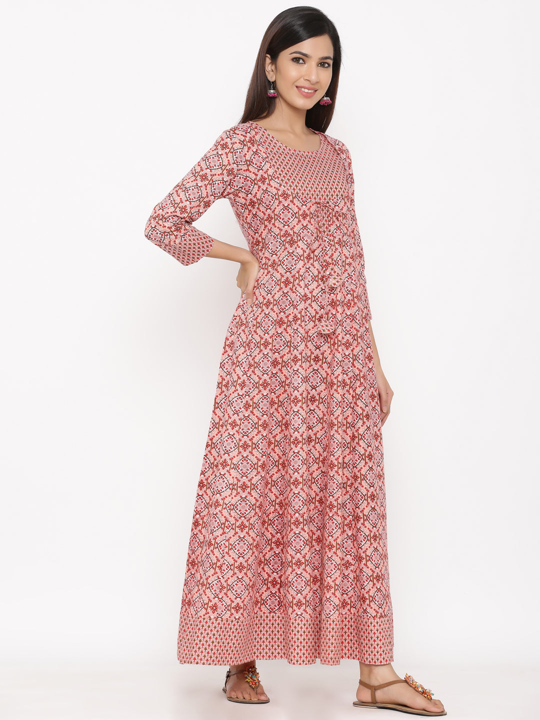 Cotton Printed Flared Maxi Dress - Image 5