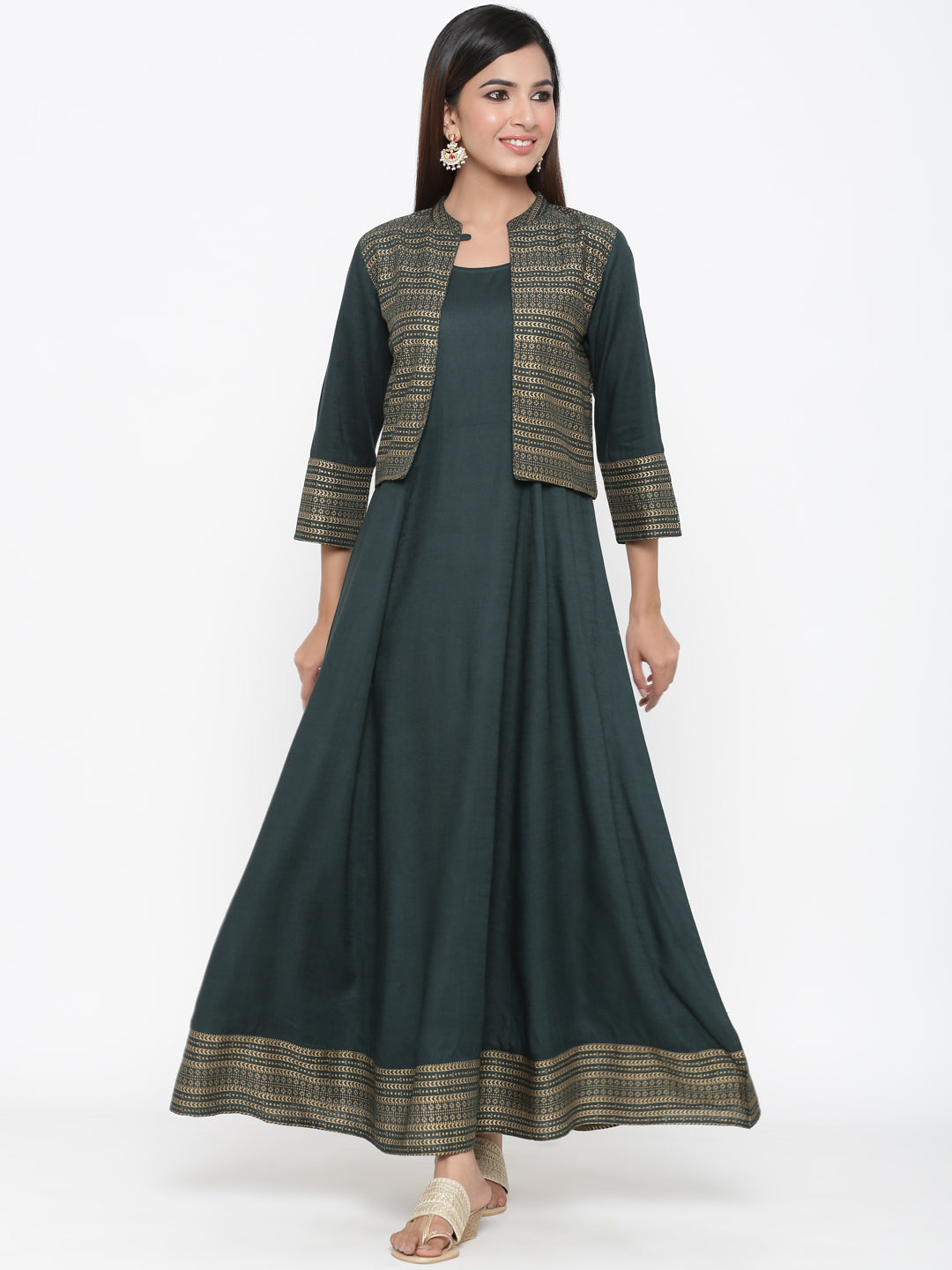 Rayon Printed Anarkali Gown - Image 3
