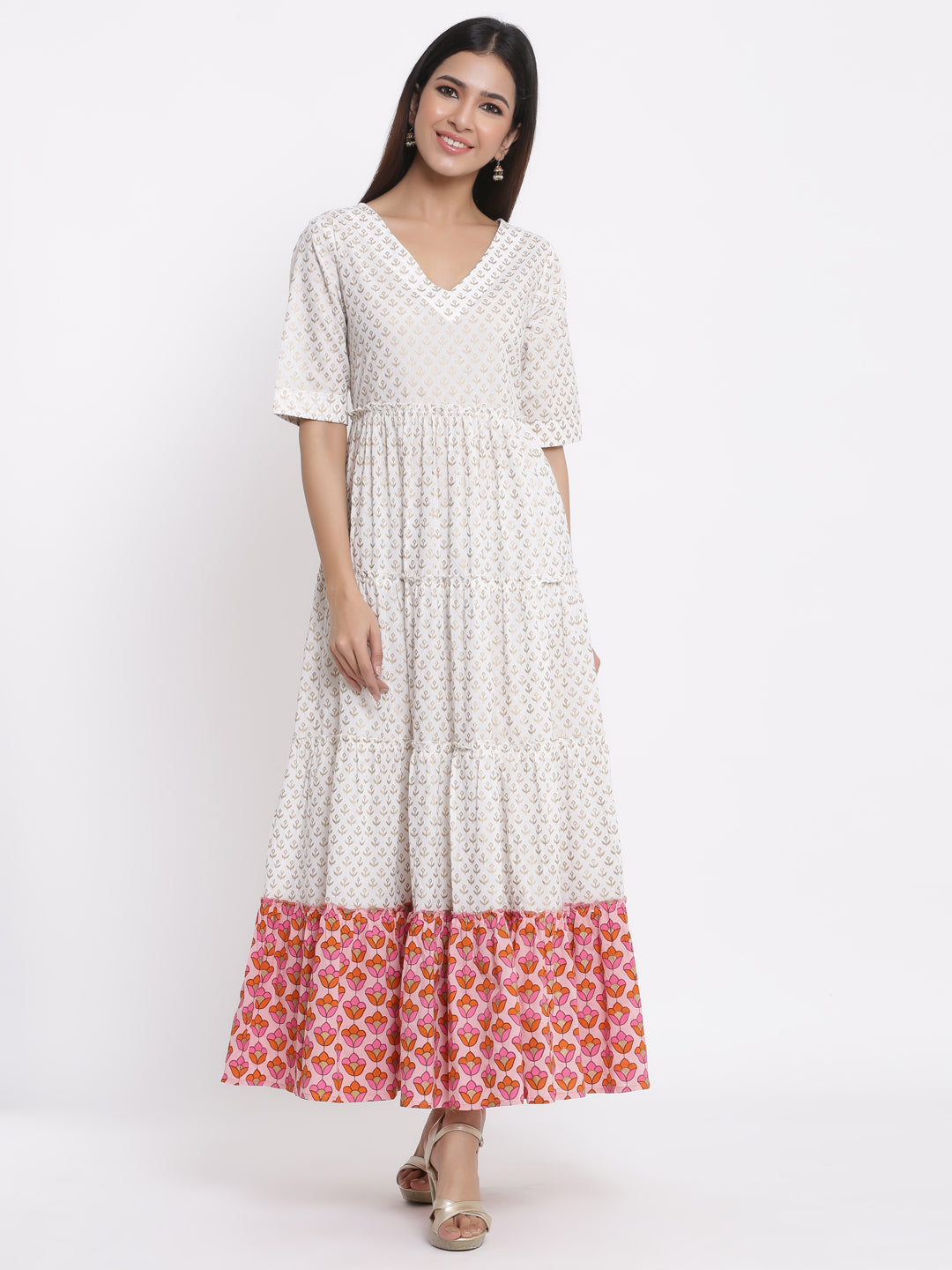 Cotton Printed Flared Gown - Image 4