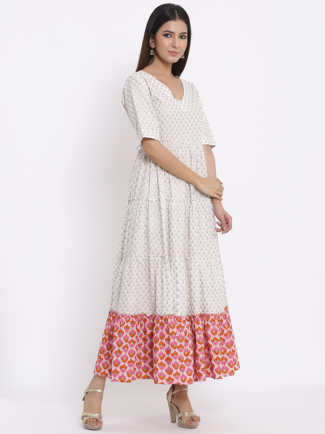 Cotton Printed Flared Gown - Image 5