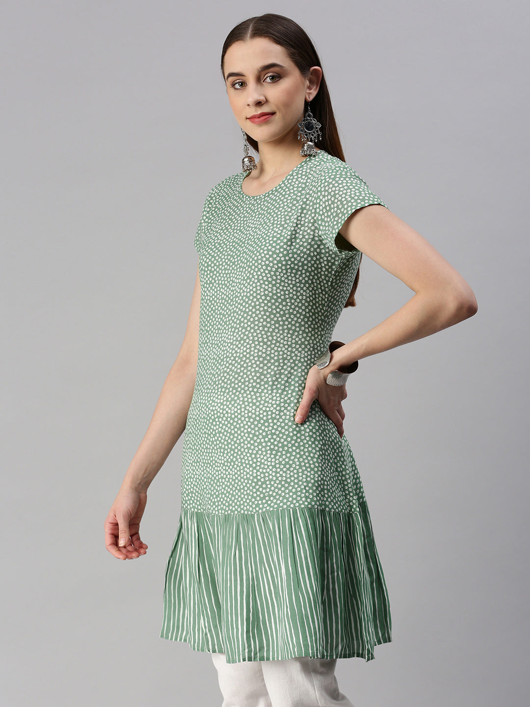 Rayon Printed A-line Short Dress - Image 3