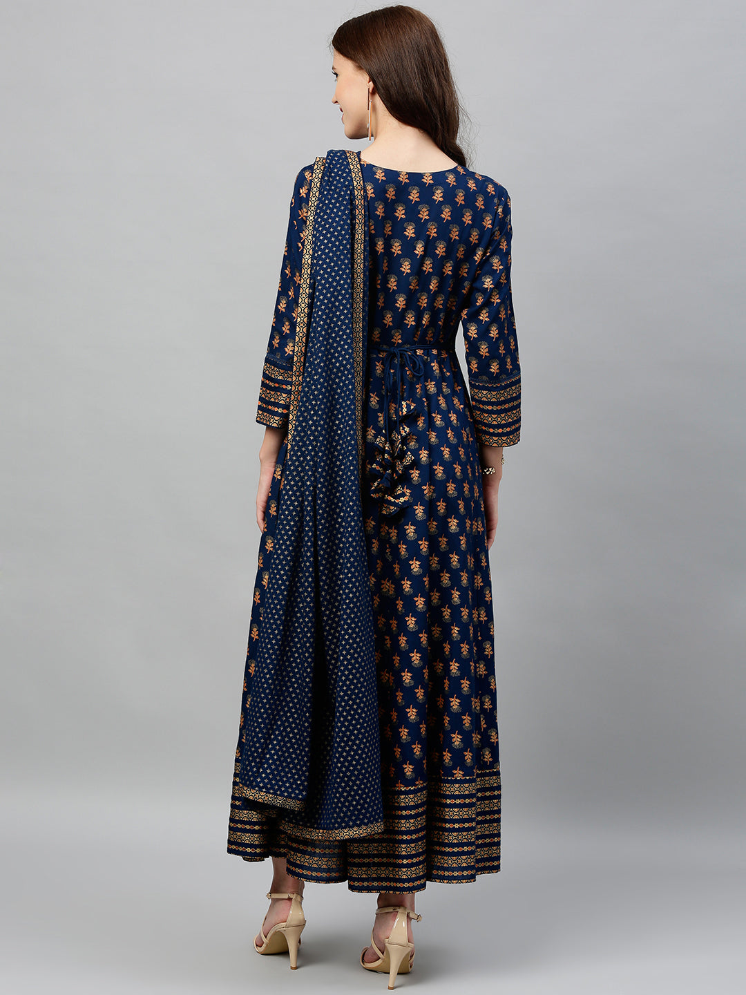 Rayon Printed Anarkali Kurta With Dupatta - Image 2