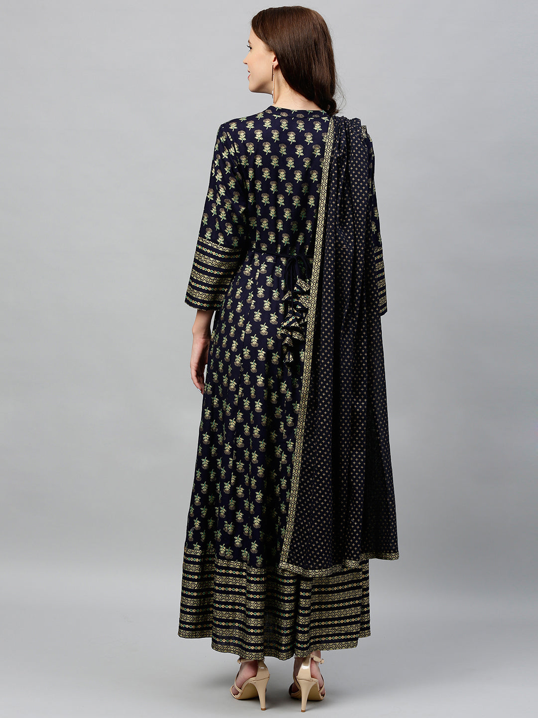 Rayon Printed Anarkali Kurta With Dupatta - Image 2