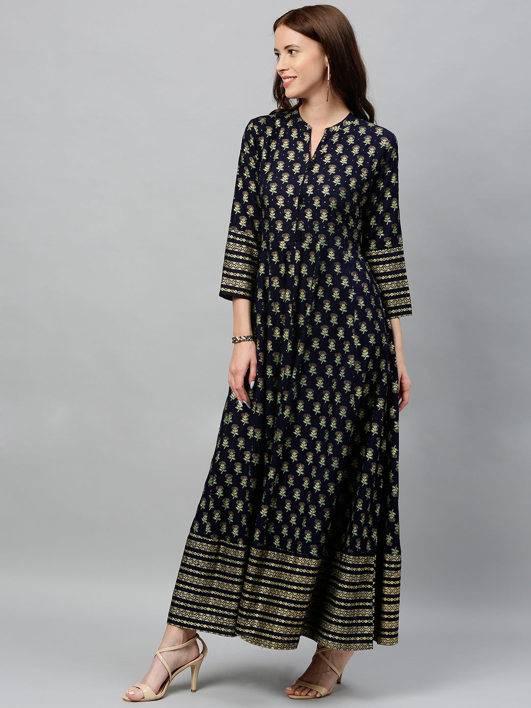 Rayon Printed Anarkali Kurta With Dupatta - Image 3