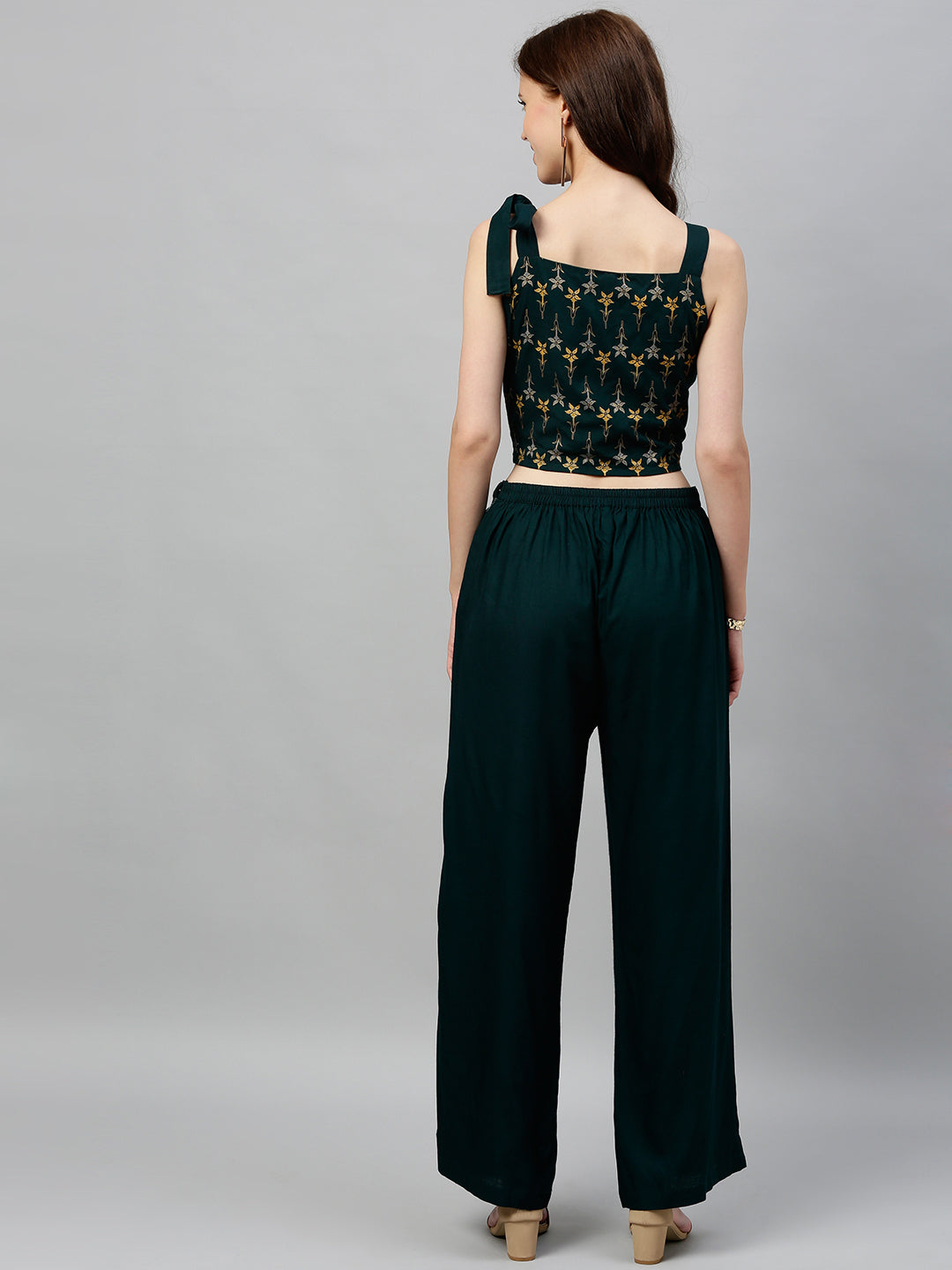 Rayon Floral Print Regular Top & Palazzo Set - Image 2